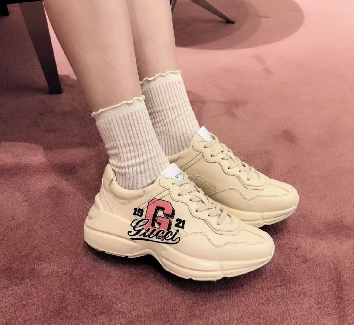 Gucci Rhyton women 1921 big G sneakers pink