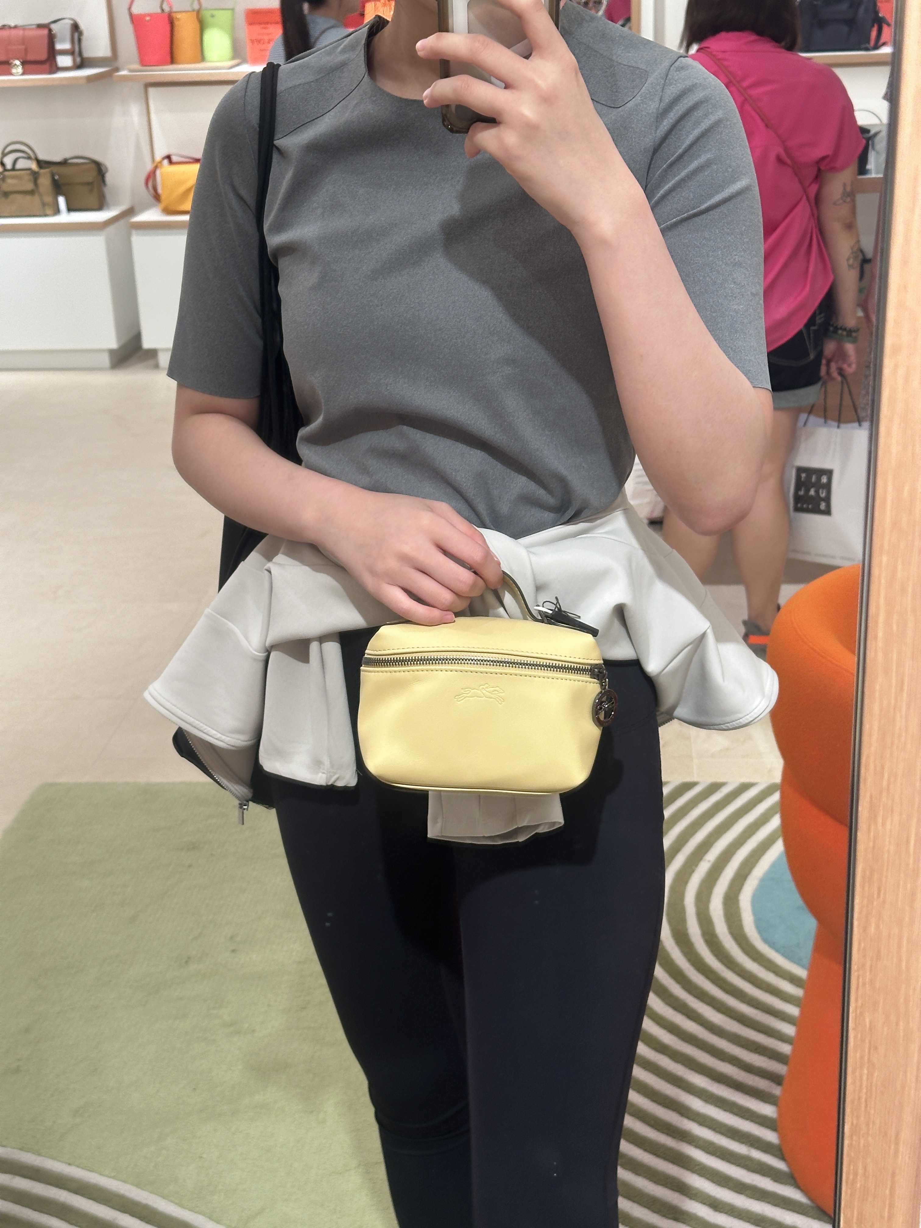 Longchamp xtra vanity case calfskin crossbody bag yellow 10187