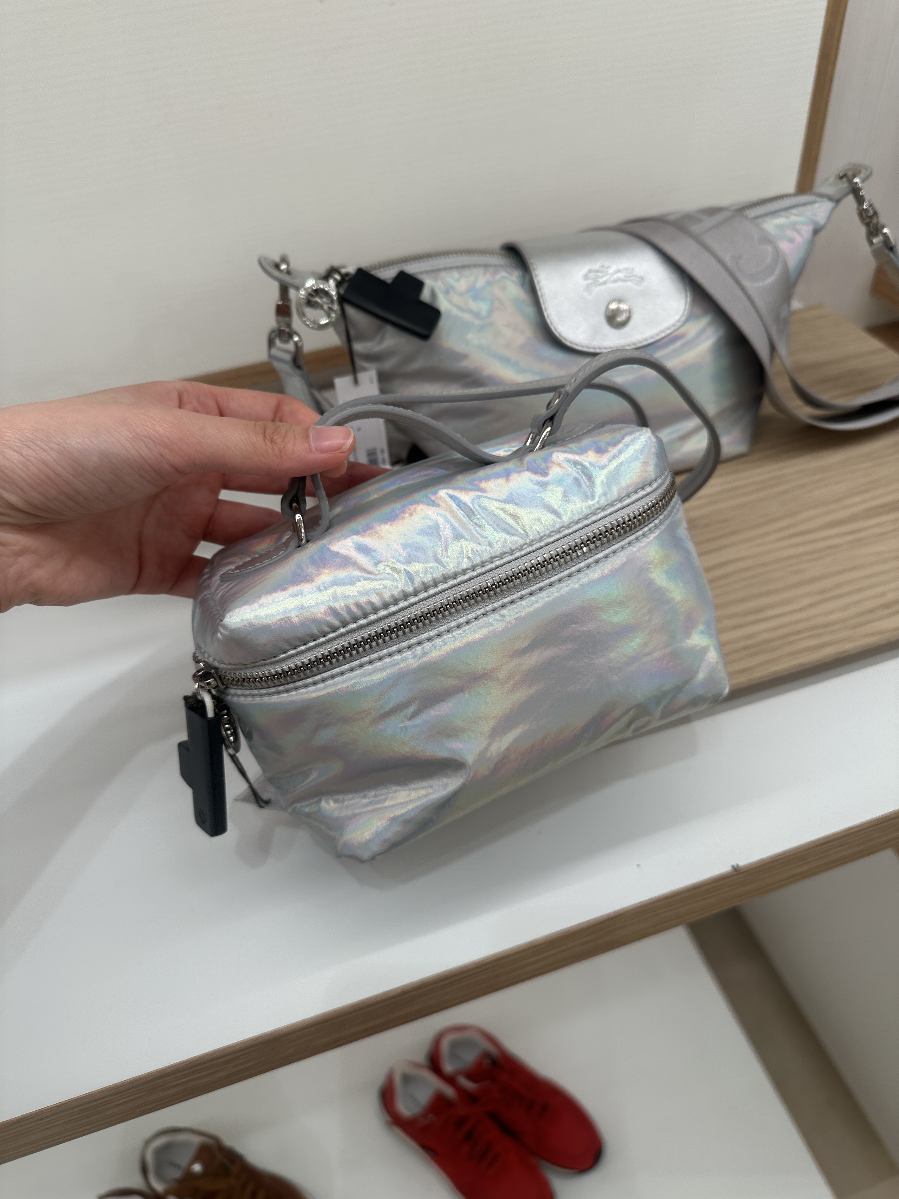 Longchamp vanity case crossbody bag silver 10187