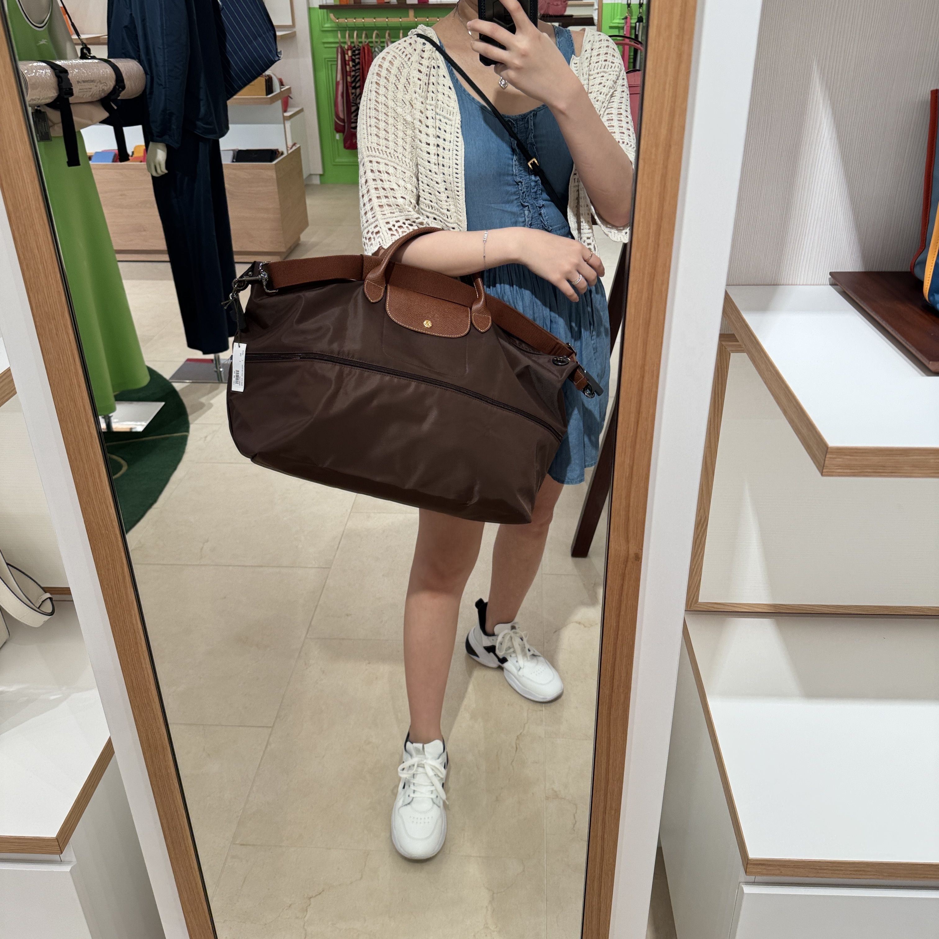 Longchamp travel nylon large top handle mid zip tote bag L1911