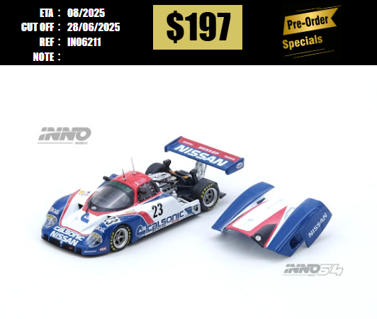 PO-$197 * INNO64 * 1:64 R89C LE MANS 1989 No23 Masahiro Hasemi / Kazuyoshi Hoshino / Toshio Suzuki [OD21/06]