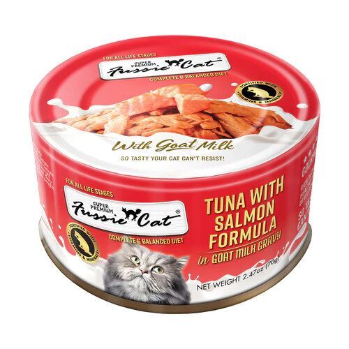 高竇貓極品吞拿魚拼三文魚山羊奶湯汁主食貓罐頭 70克 x (一箱24罐)