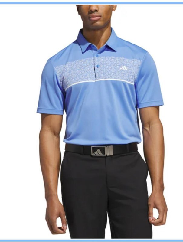 [USW] ADIDAS BLUE MEN'S CHEST PRINT POLO T-SHIRT, KD9363-BLUEFUS (UZZ731)