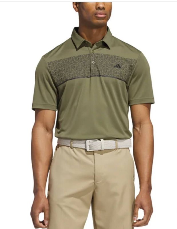 [USW] ADIDAS OLIVE MEN'S CHEST PRINT POLO T-SHIRT, KD9362-OLISTR (UZZ732)