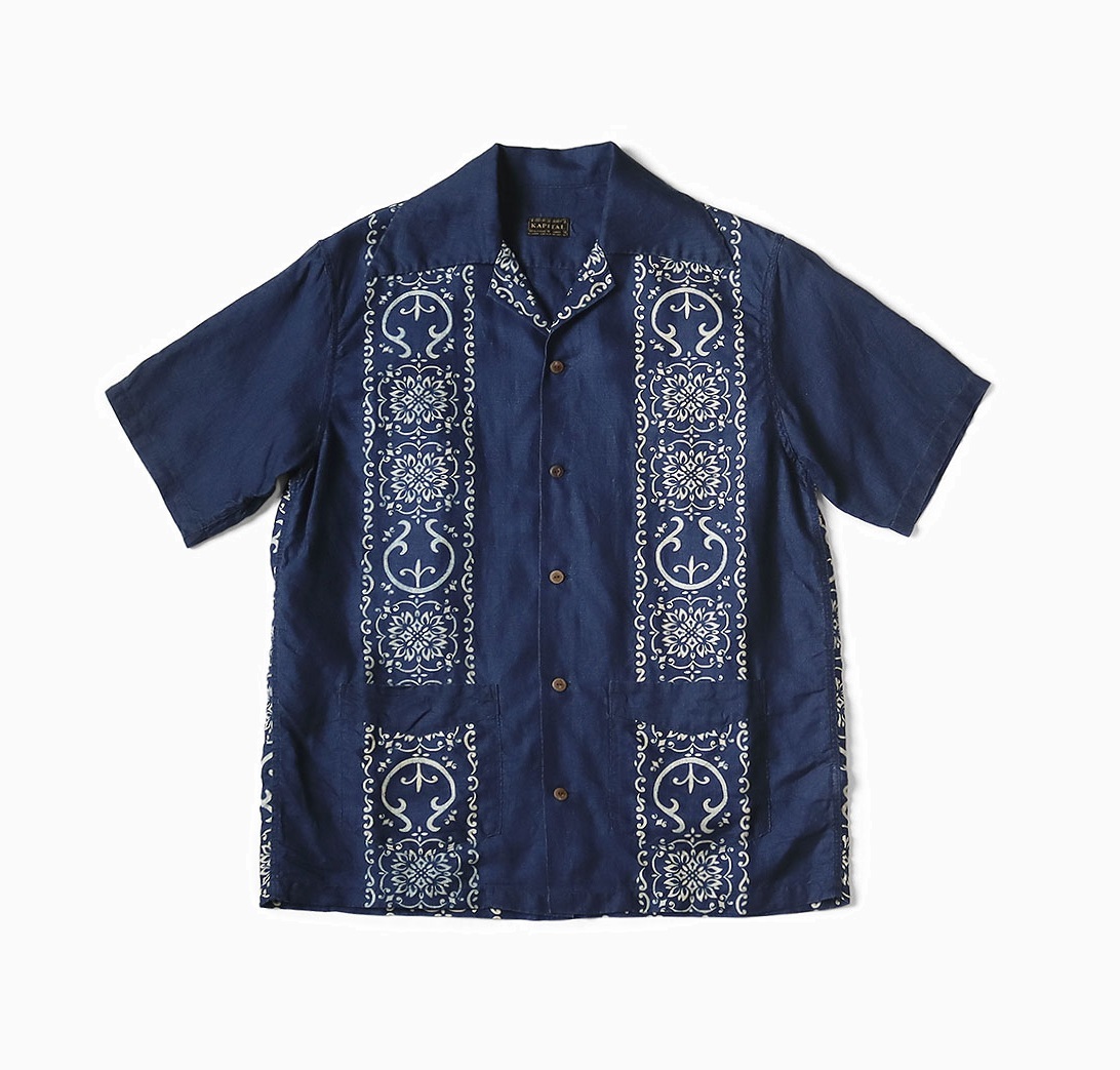 KAPITAL 2025 FRENCH CROSS LINEN CUBAN SHIRT S/S (STYLE A) - PRE ORDER ITEM (預訂中)