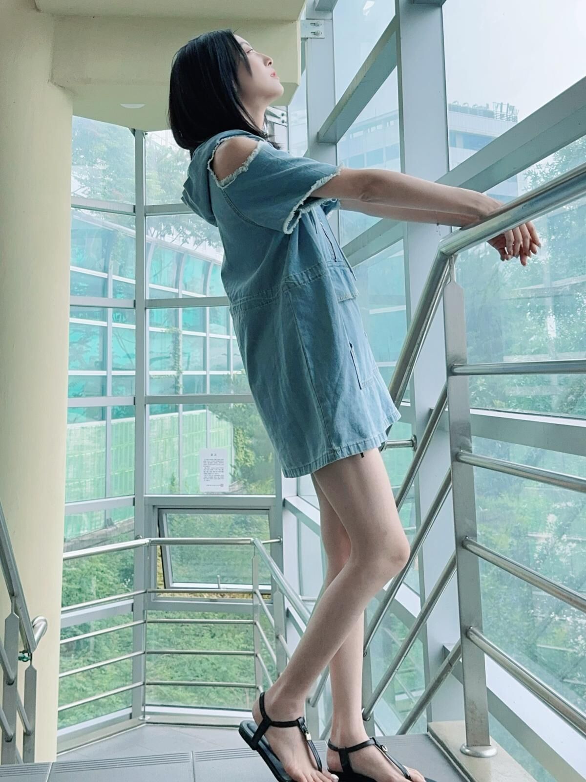 OP#7361 🤍Raw Edge Hoodie Dress