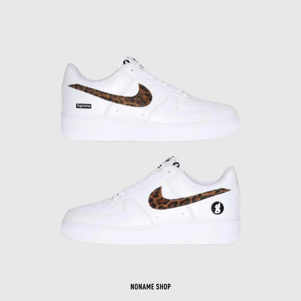 SUPREME X GOODENOUGH X NIKE AIR FORCE 1 LOW 三方 聯名款 豹紋 小白鞋 (男款)