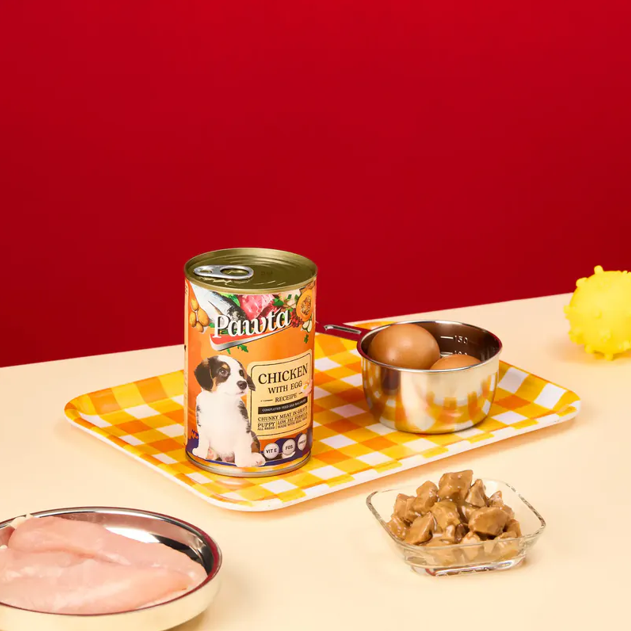 Pawta Staple Canned Dog Wet Food. Puppy Chicken + Egg 400g