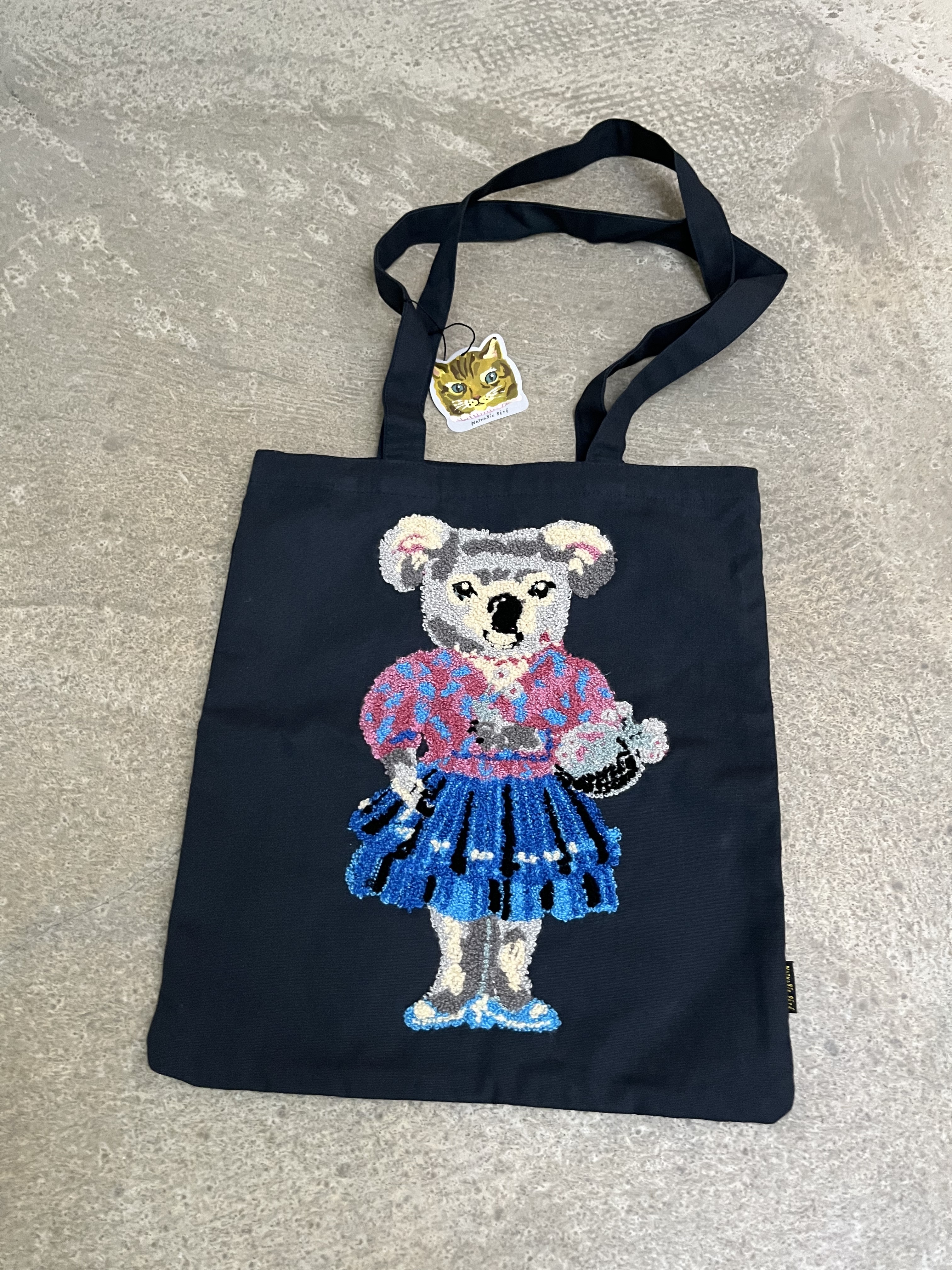 深藍色立體公仔手挽布袋