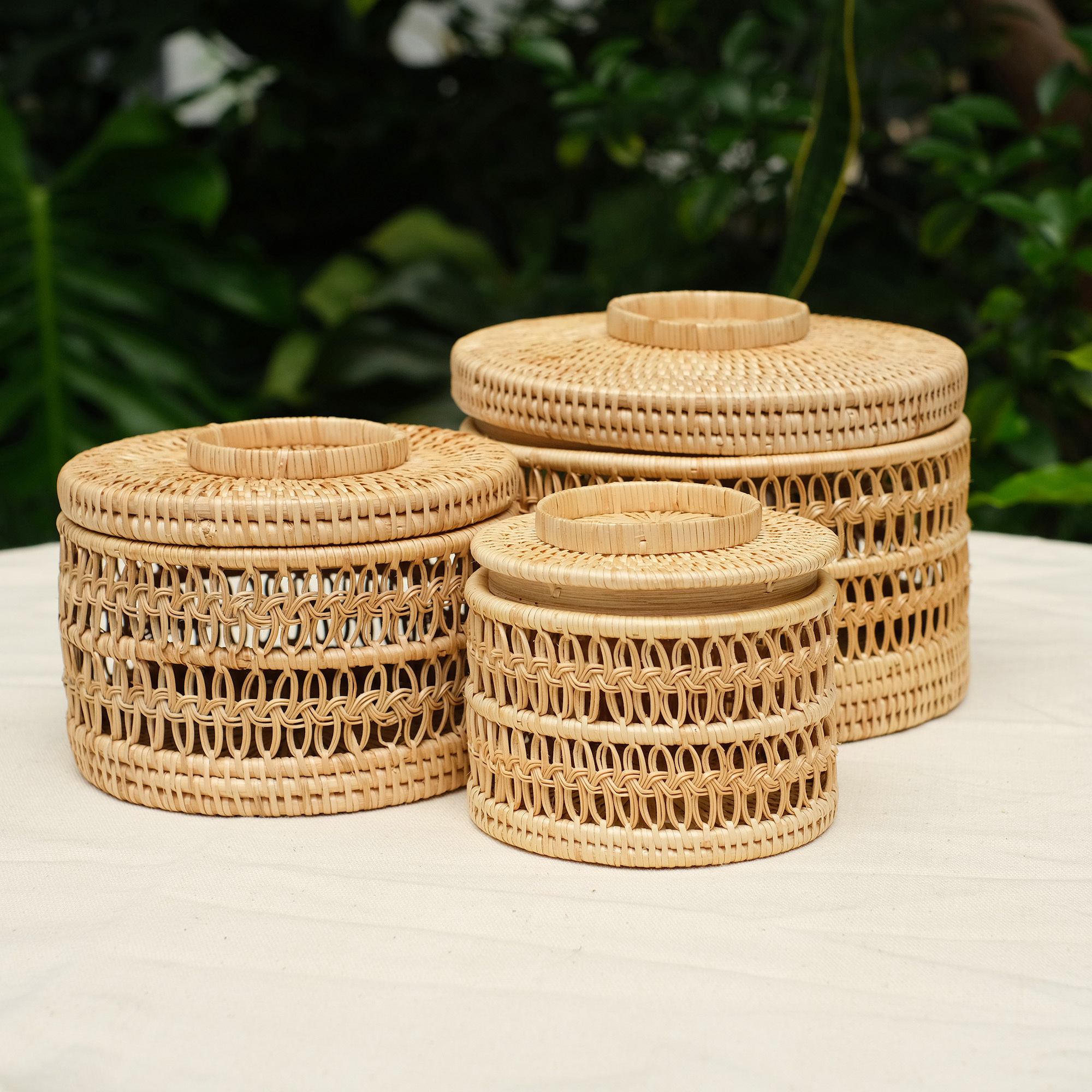 柳藤編織籃｜Pataga 三入組｜柬埔寨