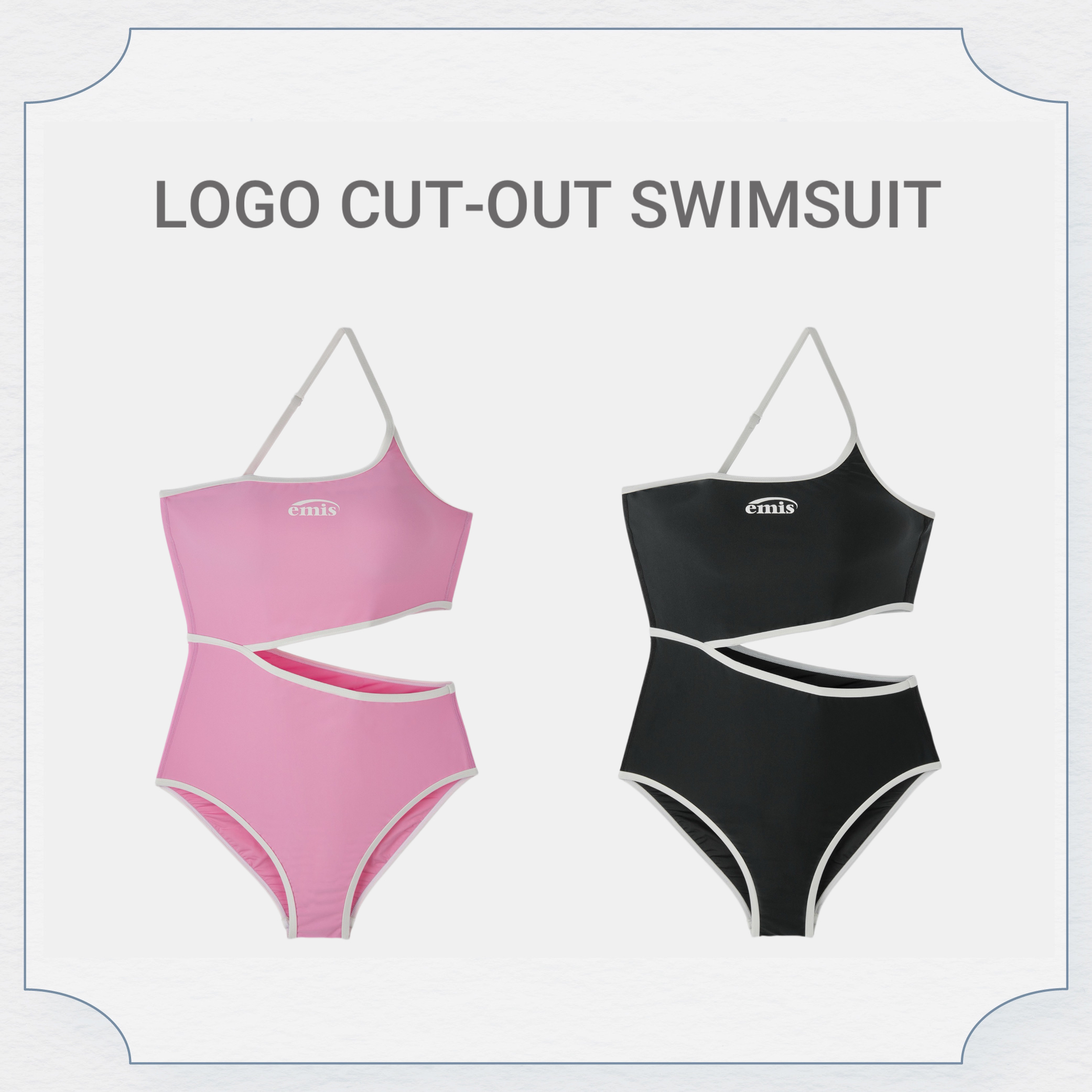 Emis滾邊鏤空連身泳衣(共2色)