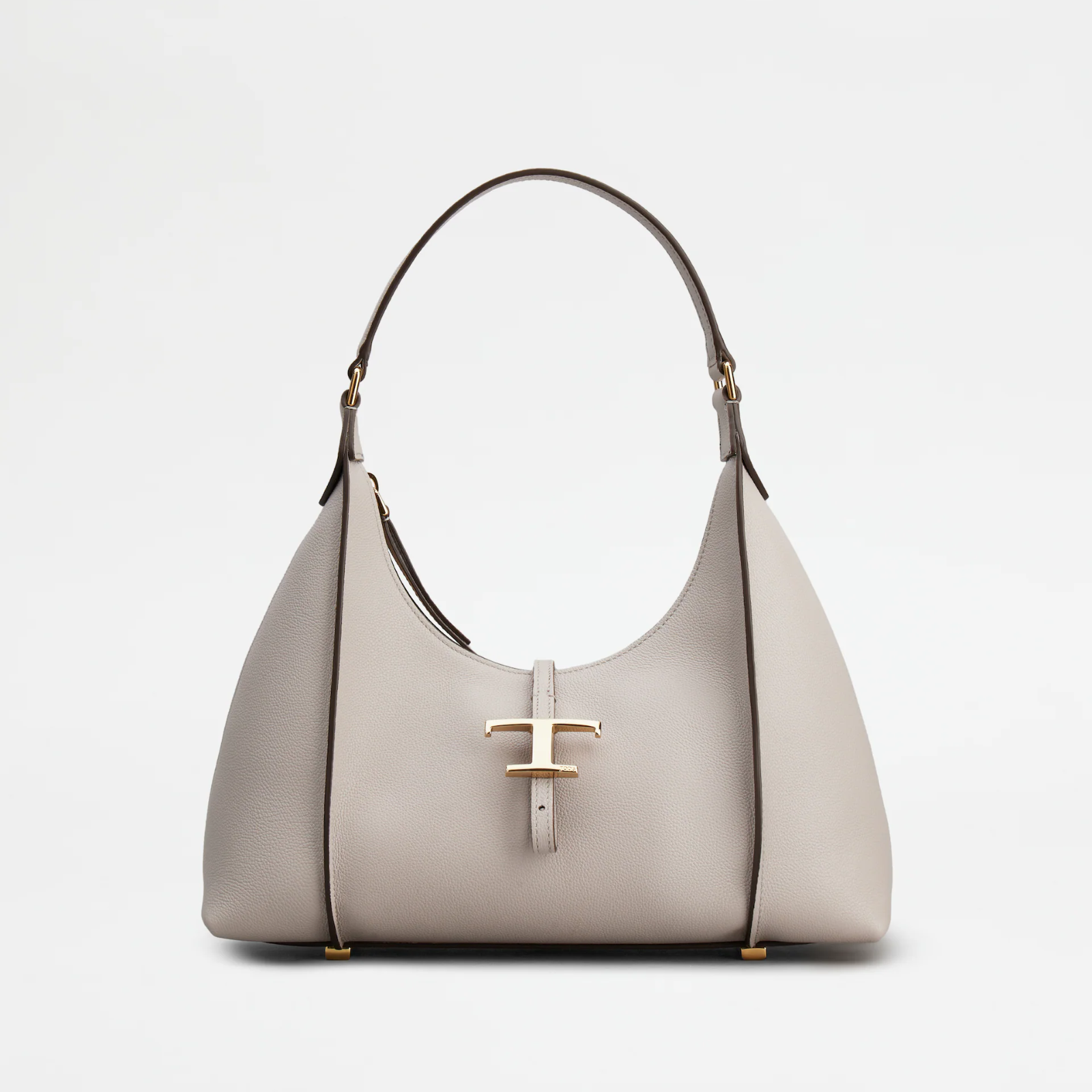 1LR0620-075 TOD'S T Timeless Hobo Bag in Leather Small Grey #XBWTSBS0200Q8EB220 (B-EU-E)
