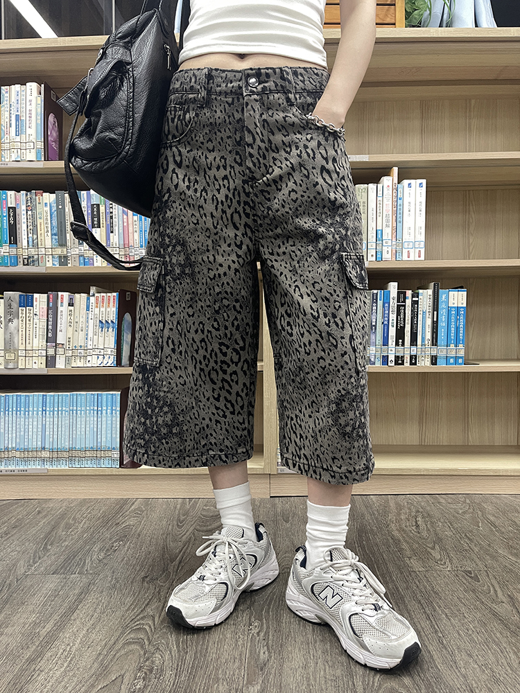 豹紋工裝七分褲(in stock)