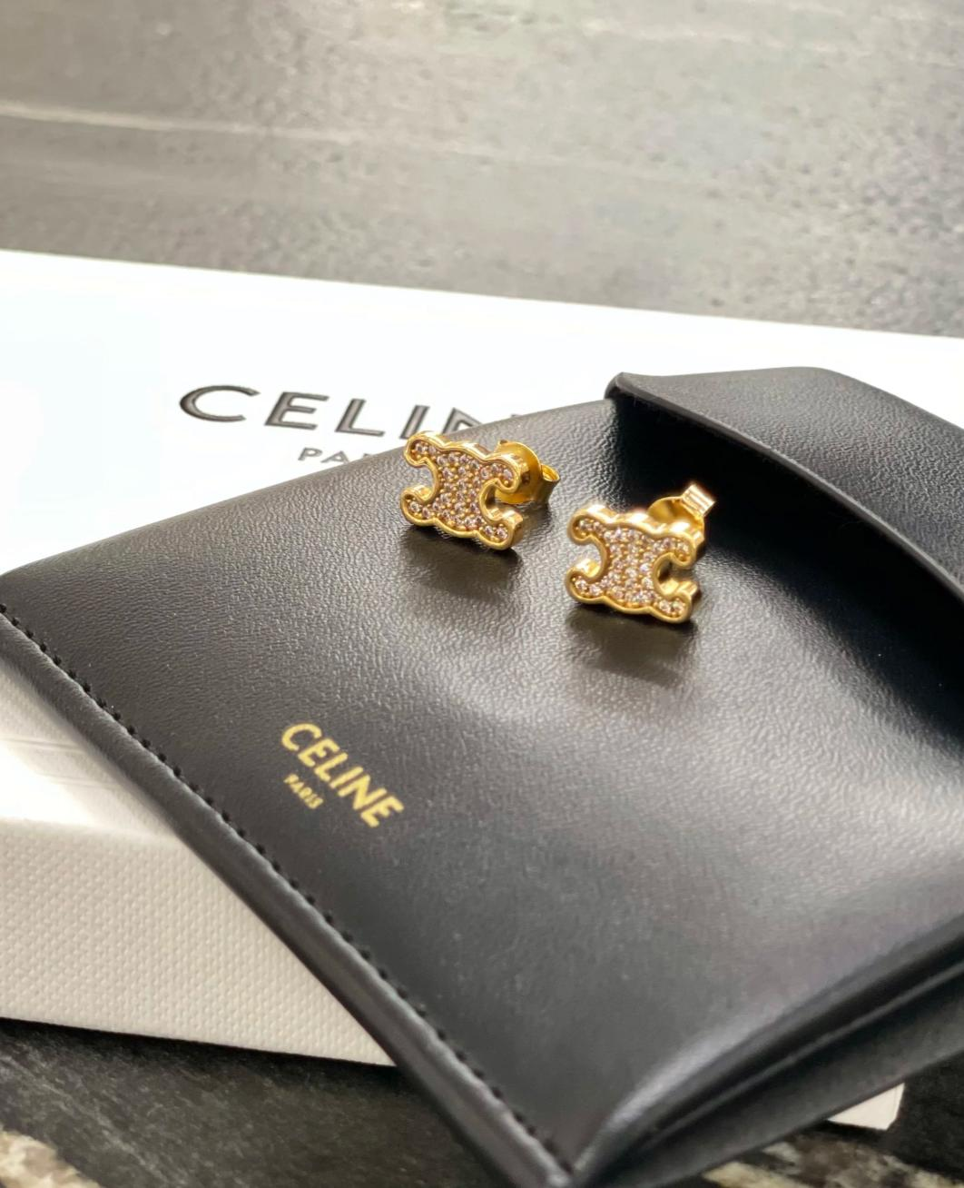 Celine Triomphe Rhinestone Studs