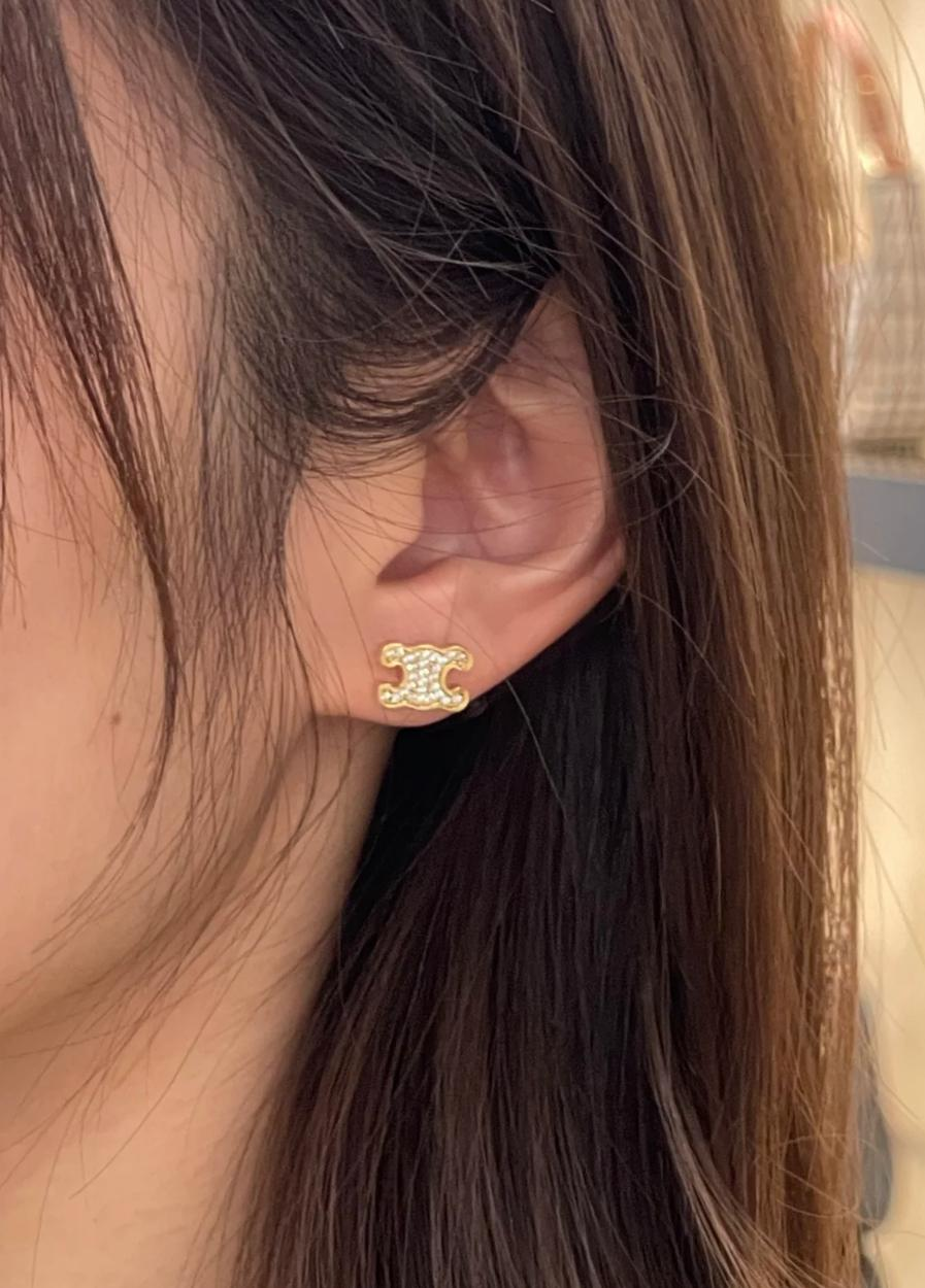 Celine Triomphe Rhinestone Studs