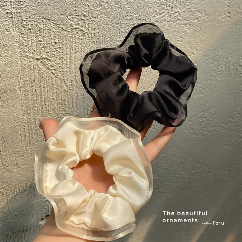 [3 FOR RM10] French Lace-Trimmed Satin Scrunchie