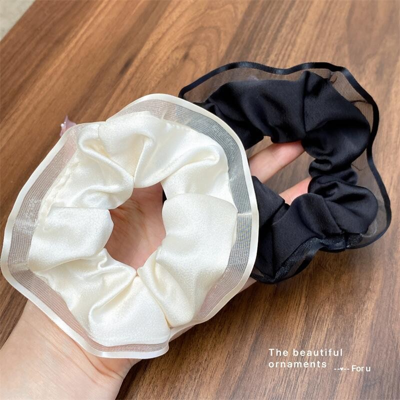 [3 FOR RM10] French Lace-Trimmed Satin Scrunchie