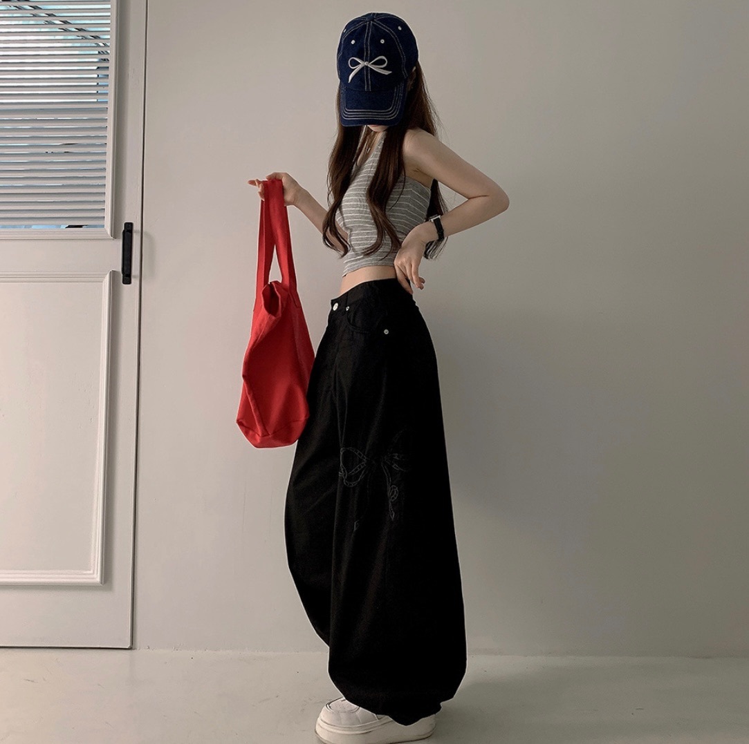 【優惠預訂】韓國蝴蝶結縷空圖案彎刀褲（2色）