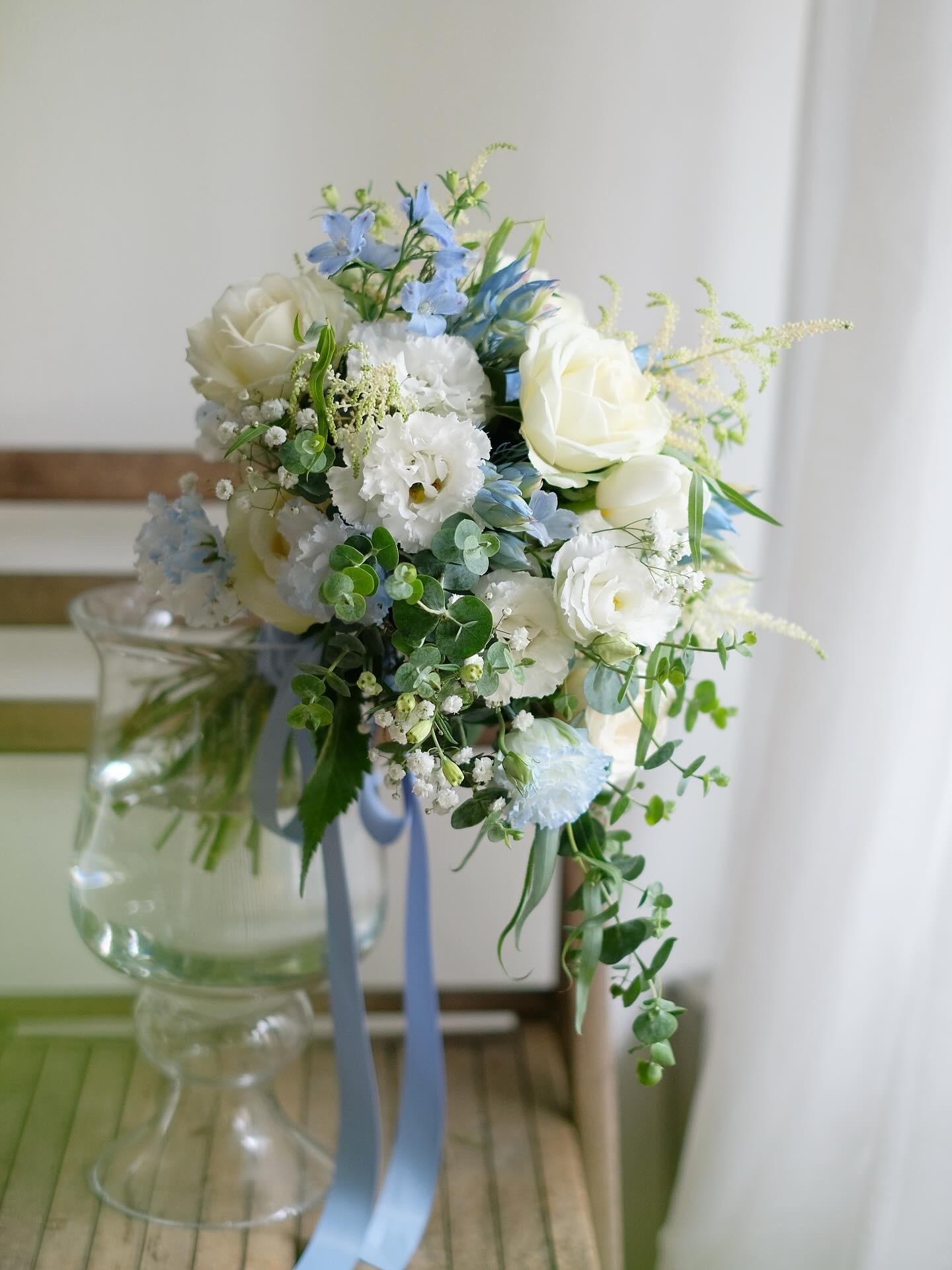 聖托里尼｜藍白色水滴型捧花