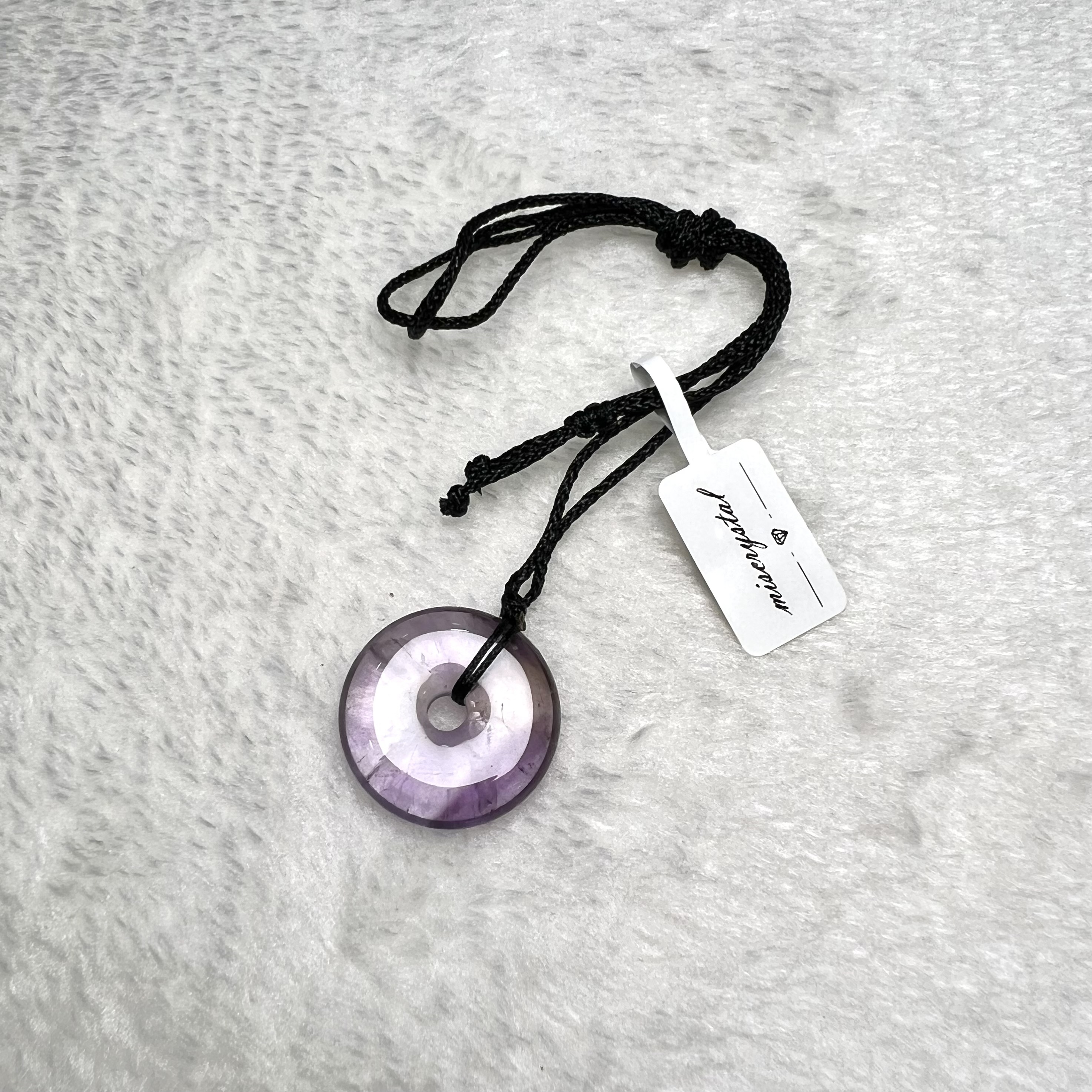 紫晶平安扣頸繩 #A587F