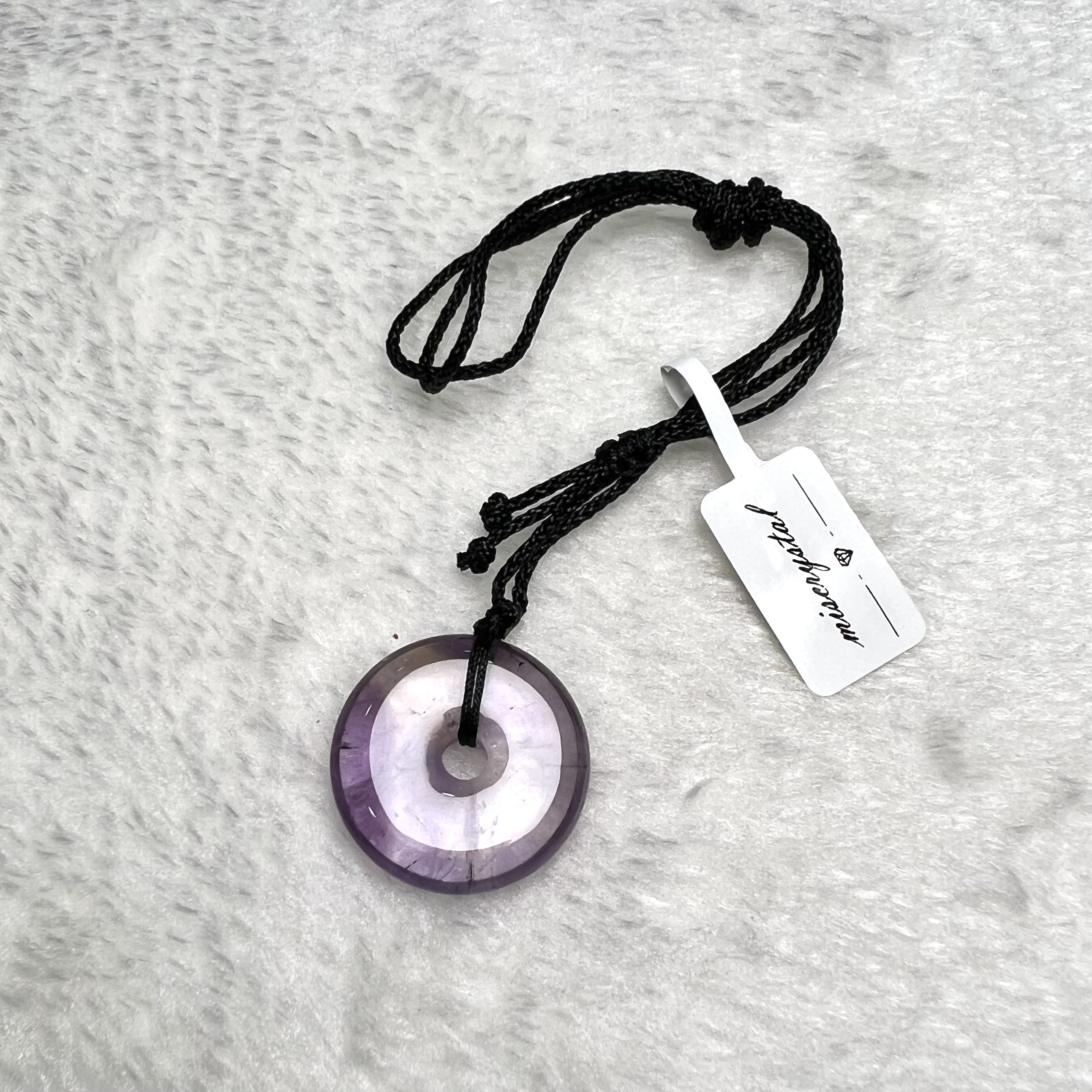 紫晶平安扣頸繩 #A587F