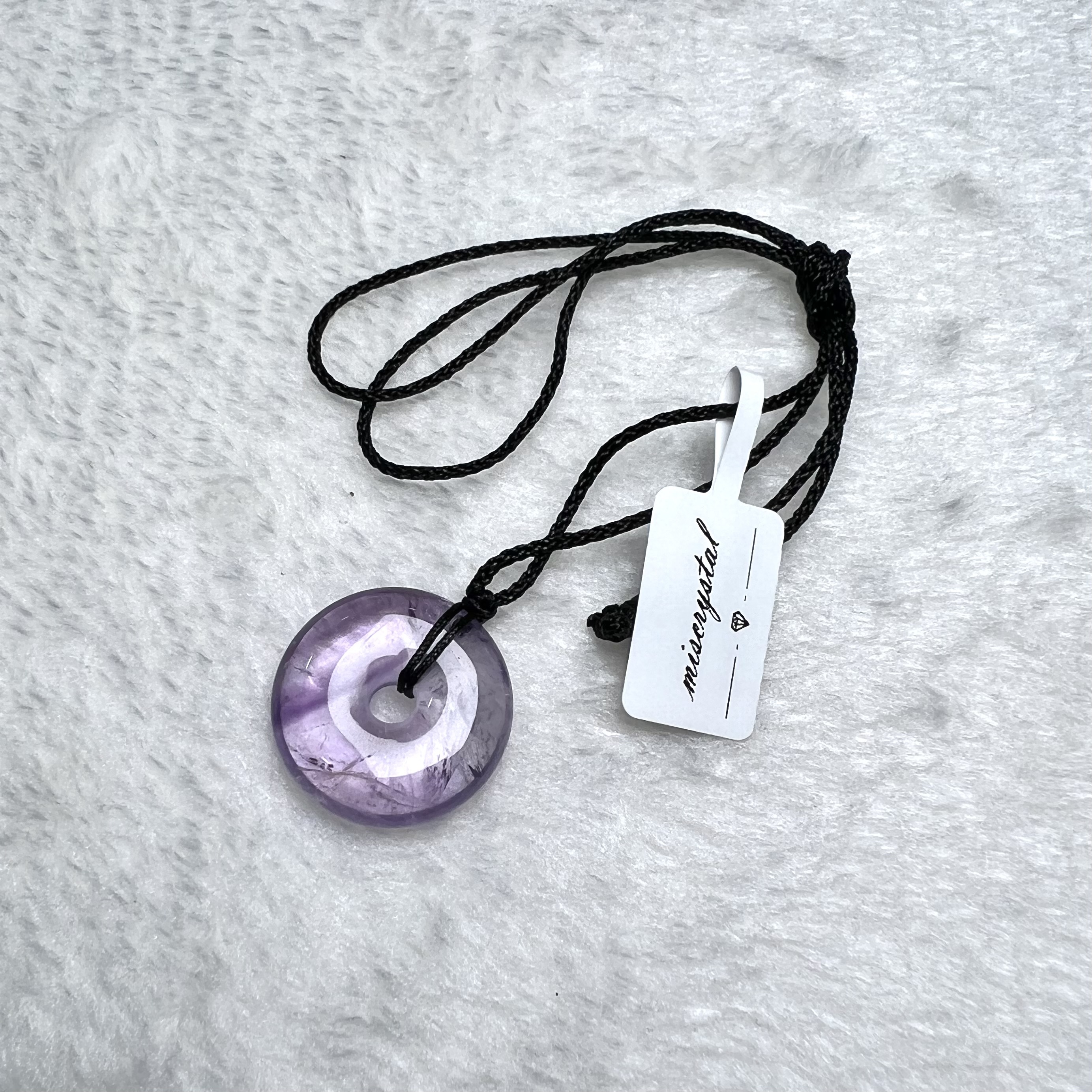 紫晶平安扣頸繩 #A587E