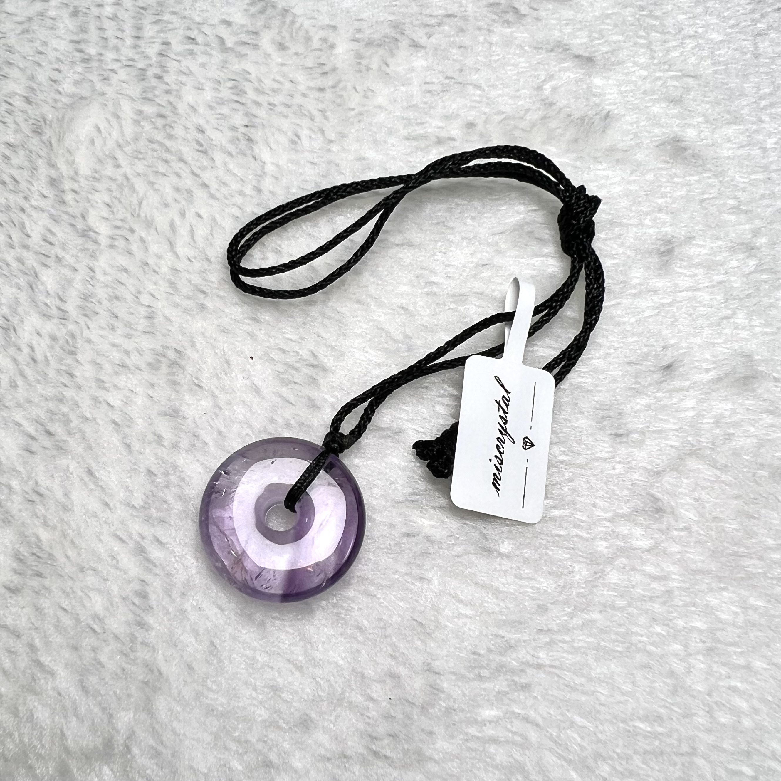 紫晶平安扣頸繩 #A587E