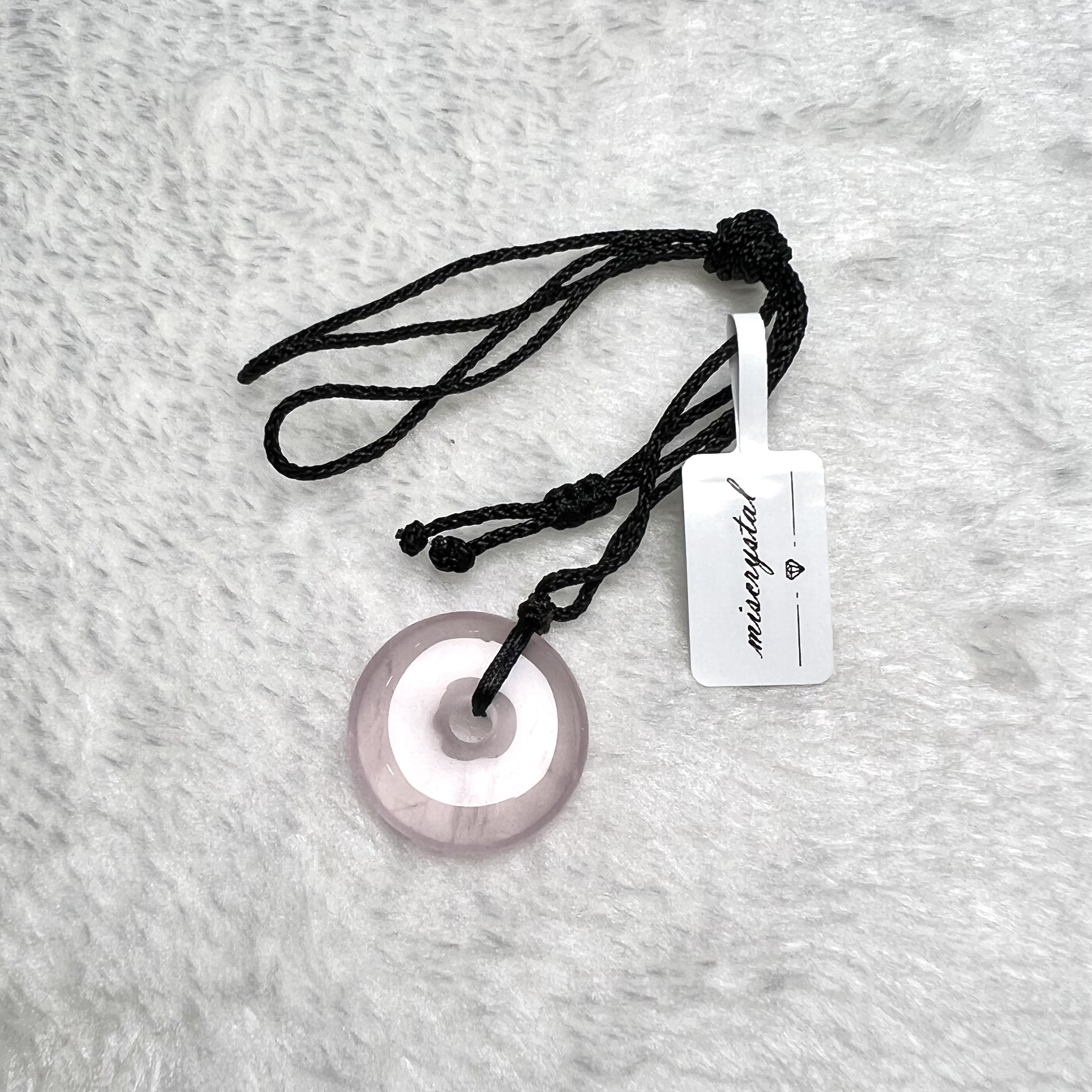 粉晶平安扣頸繩 #A589B