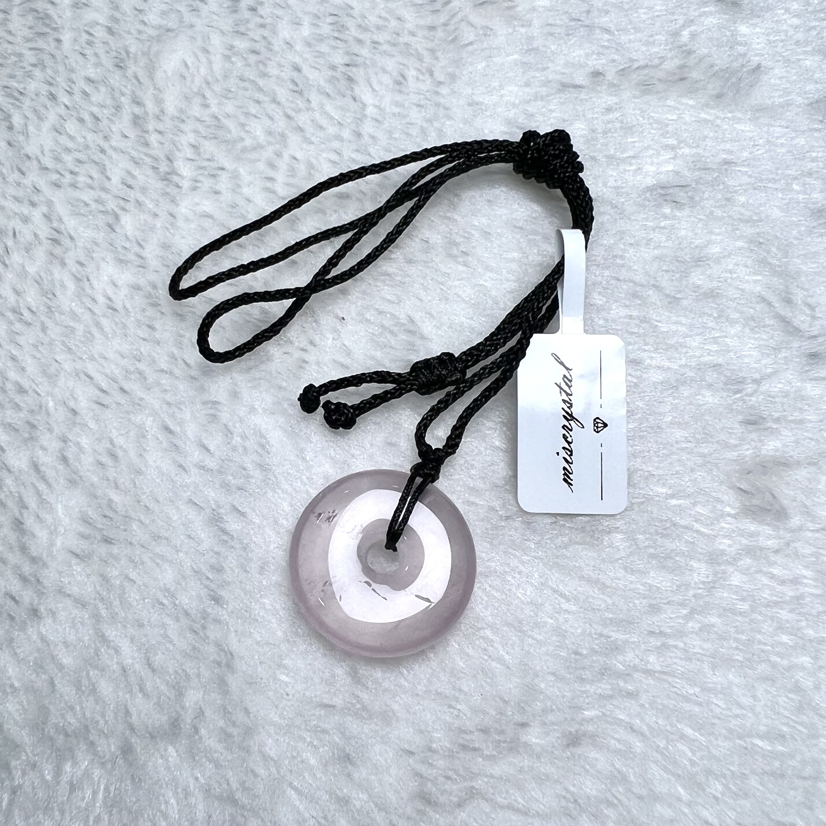 粉晶平安扣頸繩 #A589B