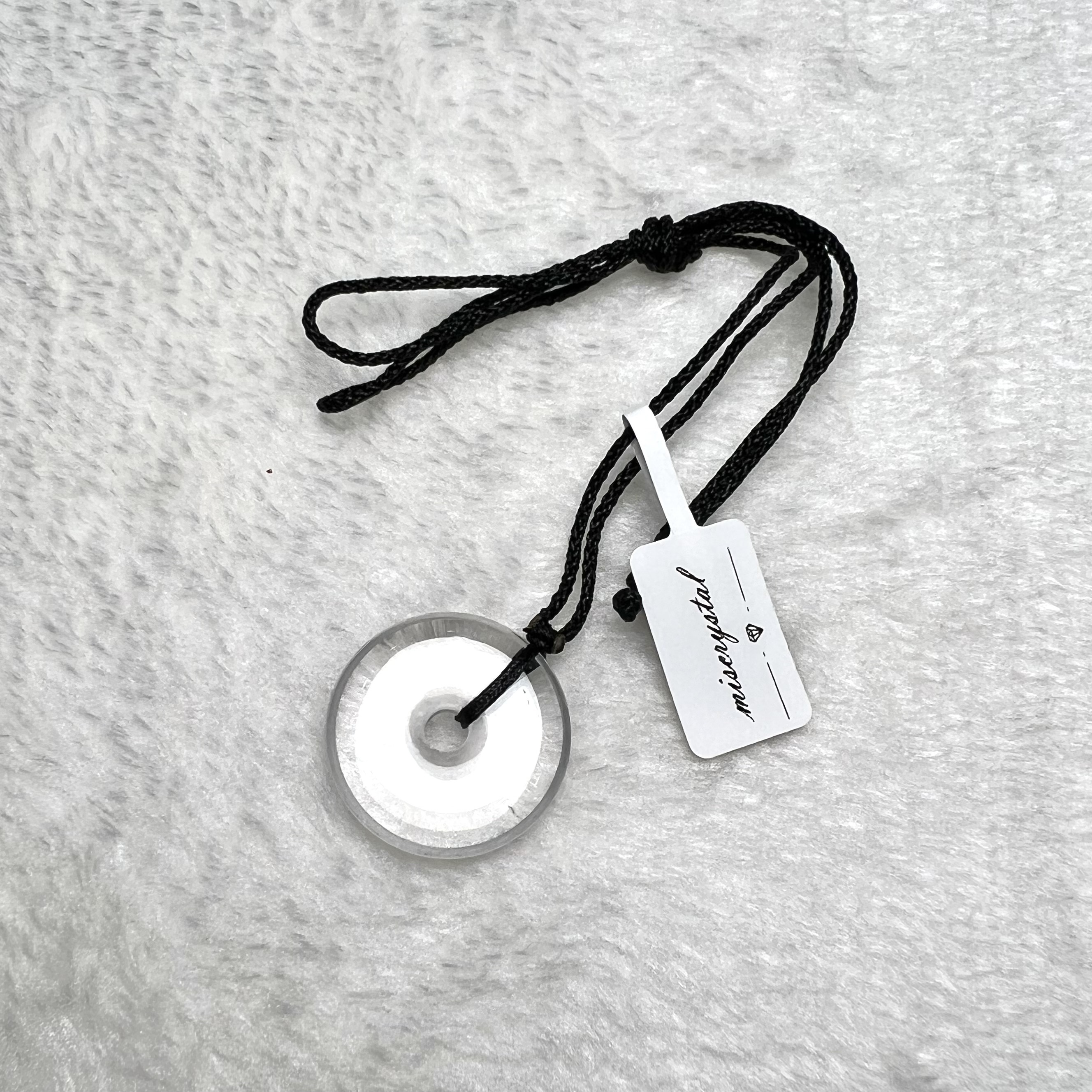 白水晶平安扣頸繩 #A588B