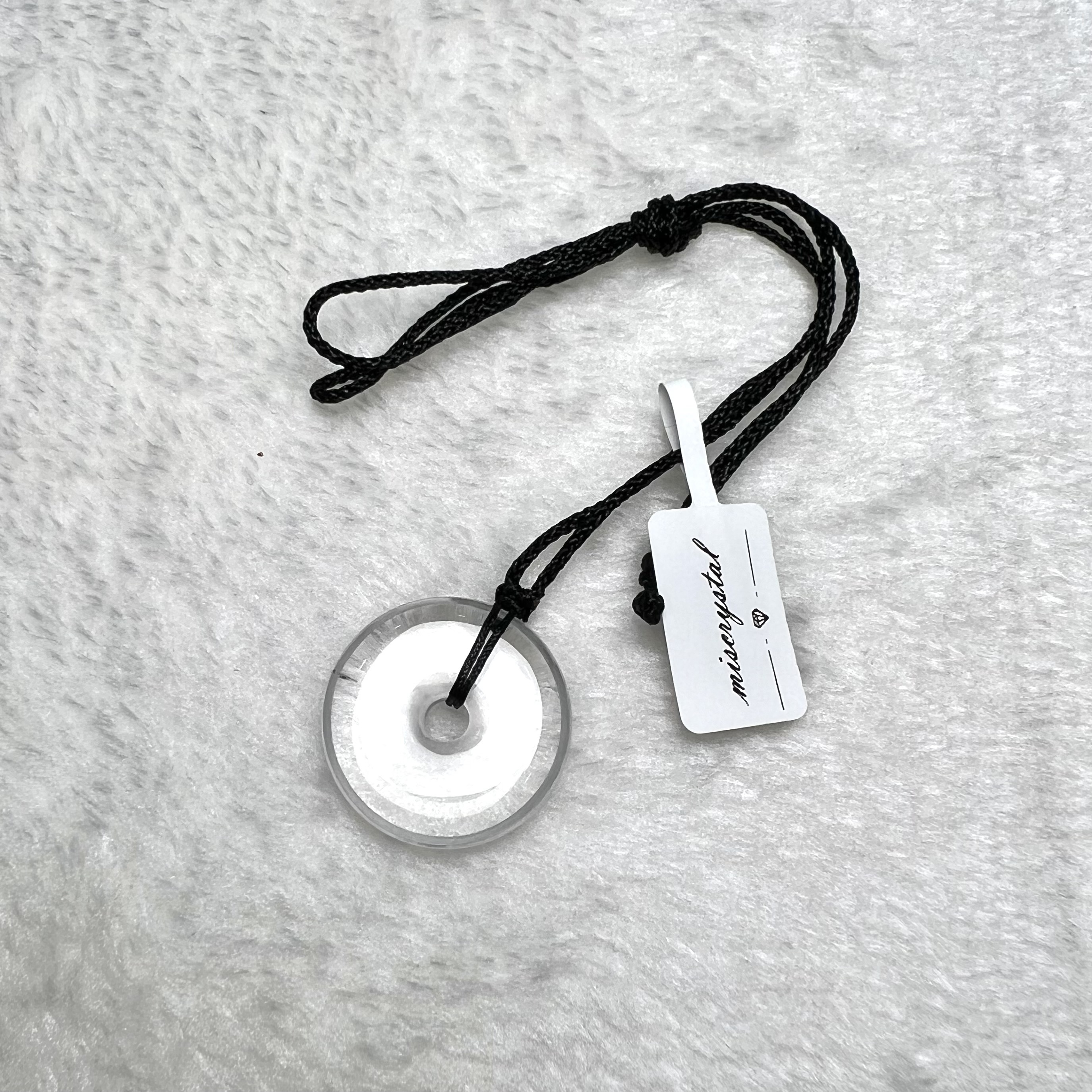 白水晶平安扣頸繩 #A588B