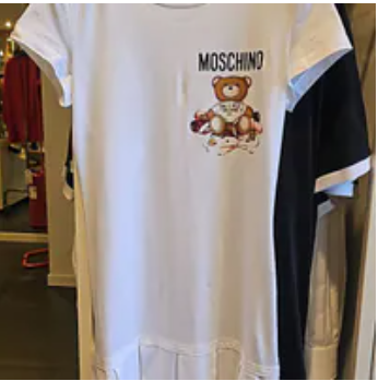 [S] MOSCHINO WHITE TEDDY PLEATED MINI DRESS, EV046655411001 (SM901)