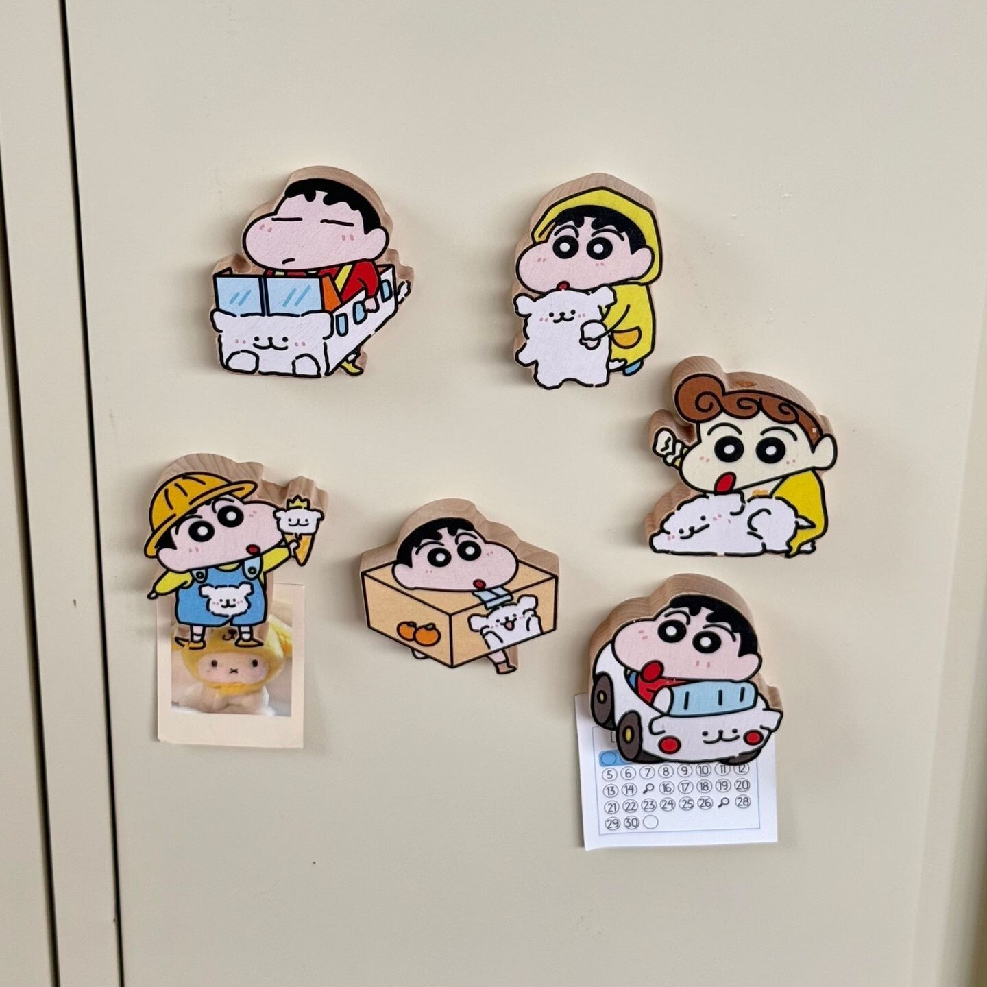 《6065》蠟筆小新木頭冰箱貼開瓶器