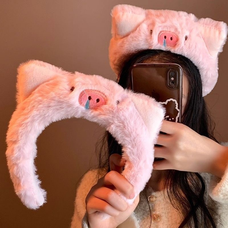Piggy Snooze Fluffy Pink Fleece Headband
