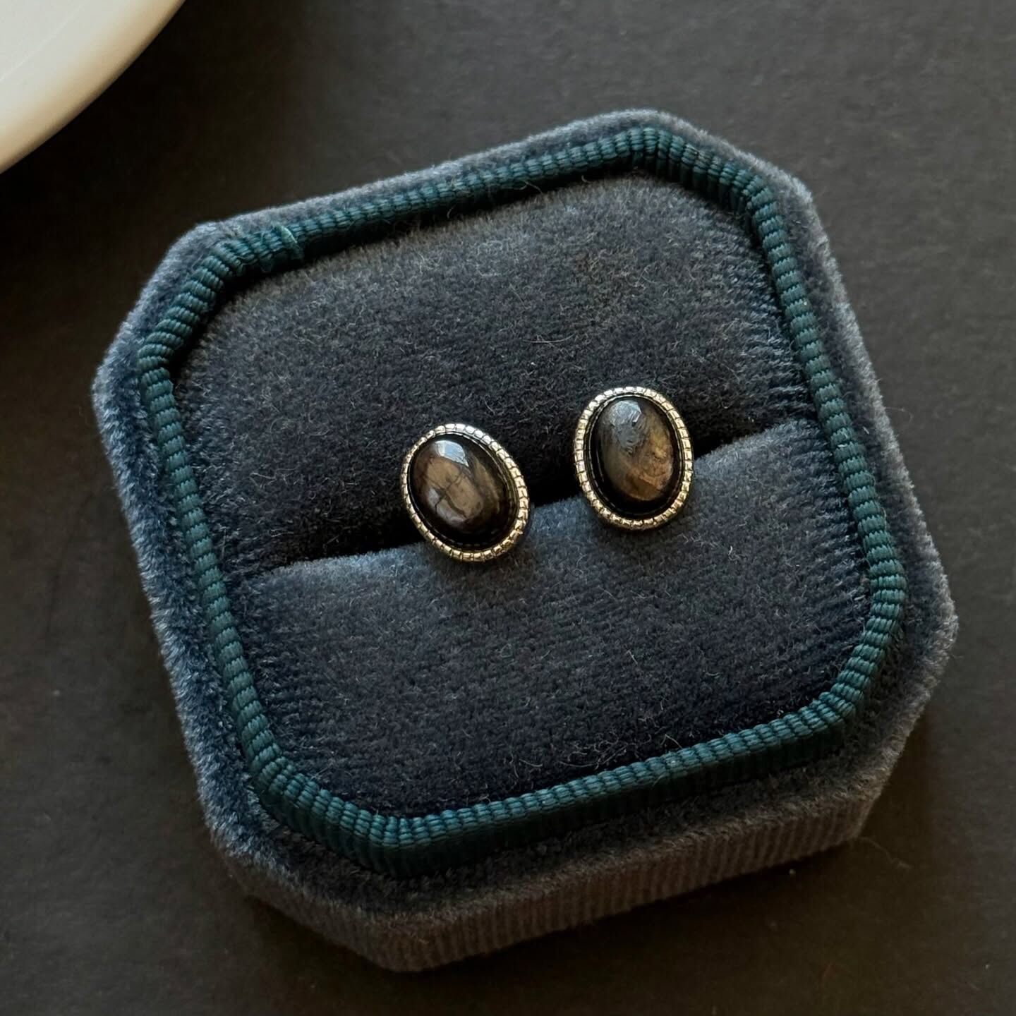 [原石] 金運石 925銀耳環