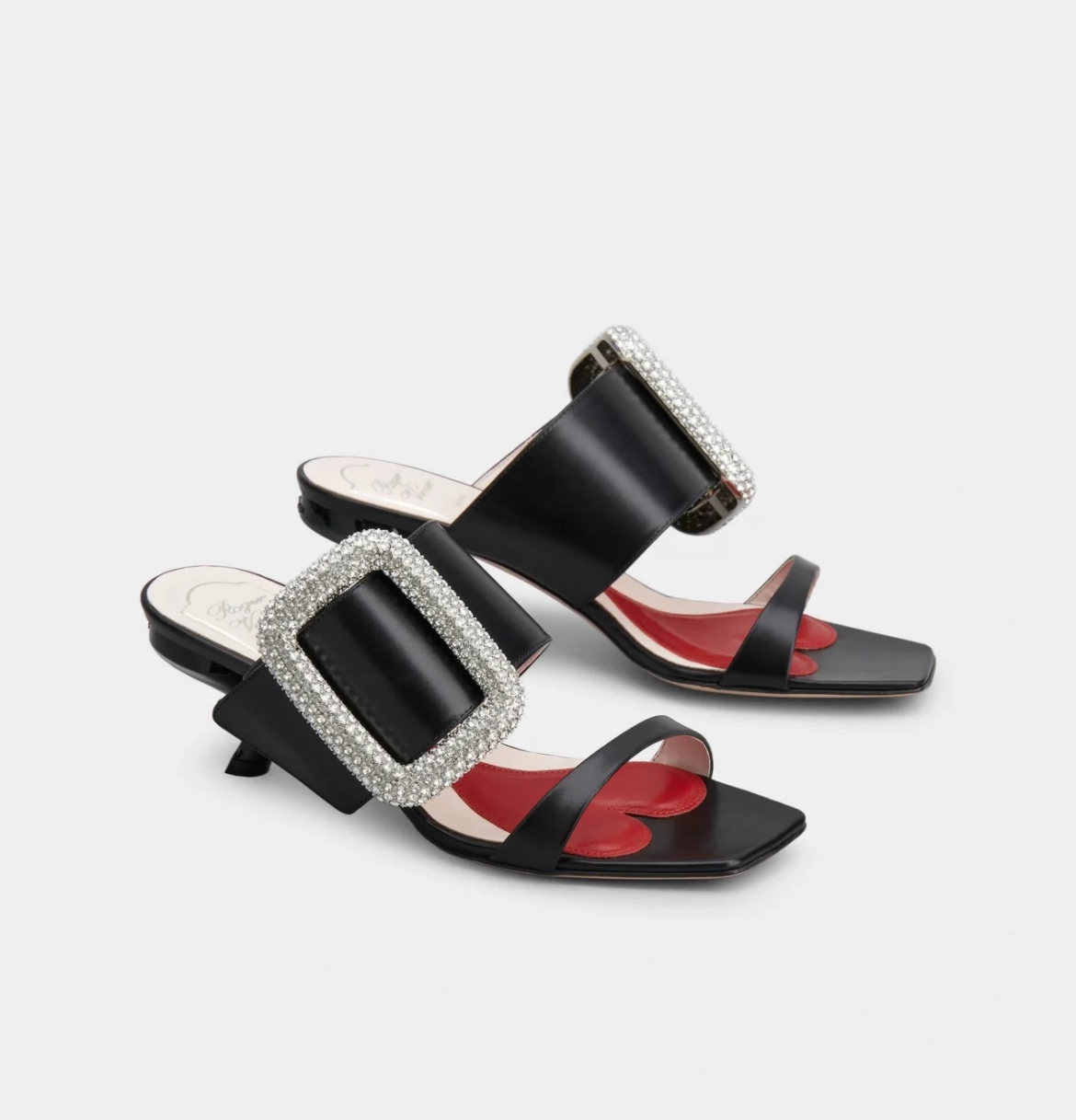 Roger Vivier RV viv choc strass mules heels black