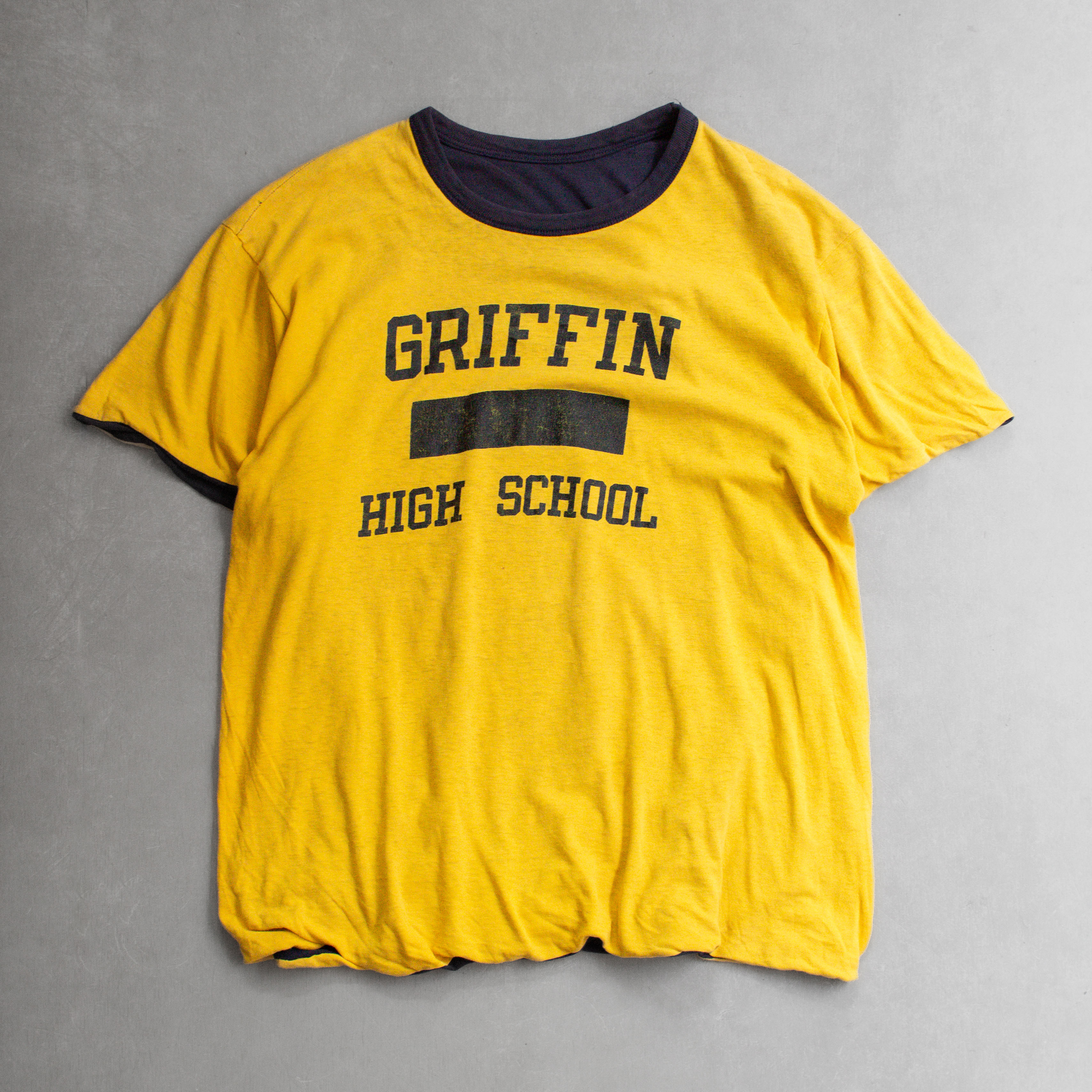 70-80S VINTAGE REVERSIBLE TEE 美國 藍黃 三段 雙面穿 短袖 T恤