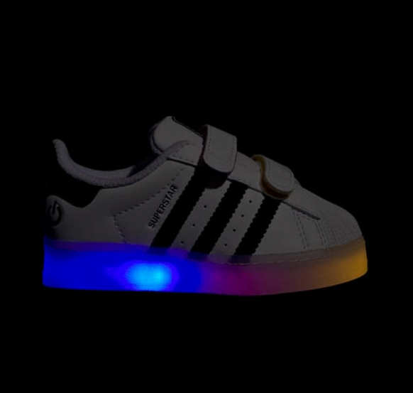 Adidas Superstar LED CF I 嬰幼兒發光鞋｜白黑經典配色 魔鬼氈學步鞋/超萌閃亮 × 舒適學步首選 JUN25