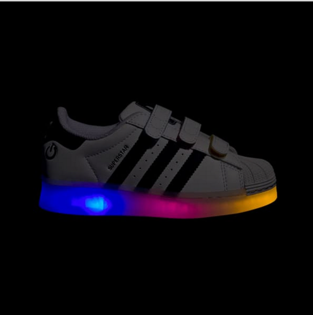 Adidas Superstar LED CF C 大童閃燈鞋｜白黑經典 魔鬼氈休閒鞋/時尚經典 × 炫彩發光 JUN25