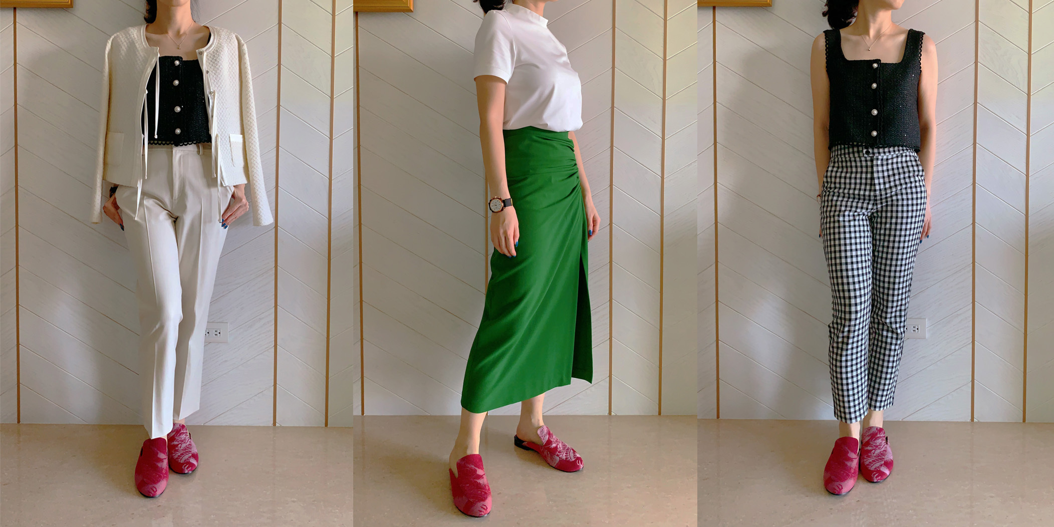 紅色龍紋穆勒鞋穿搭