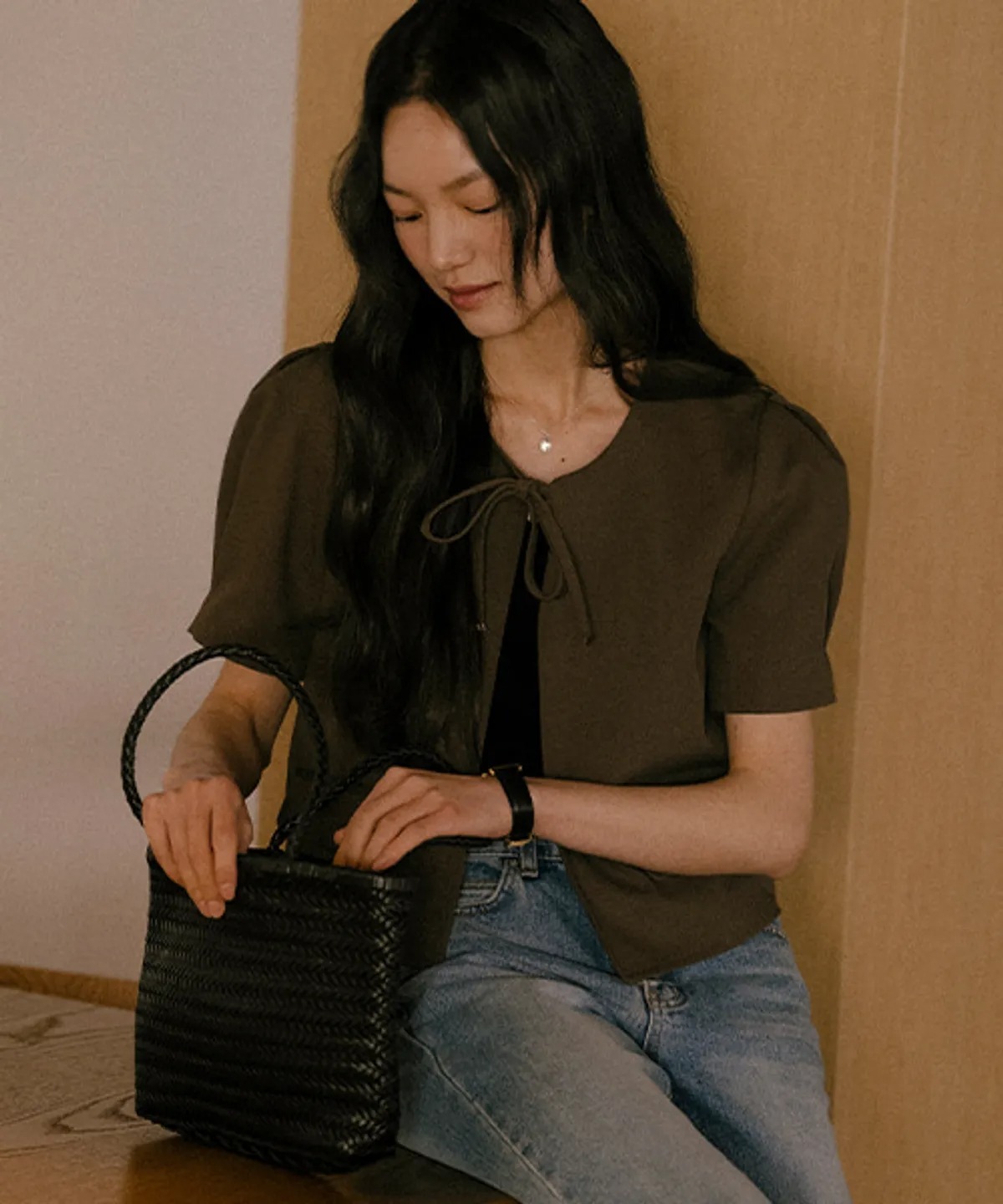 TILLIDIE Crop Ribbon Point Jacket