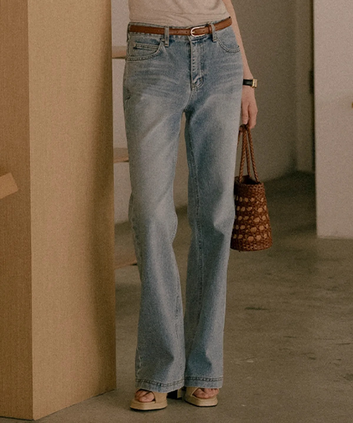 TILLIDIE Natural Washed Bootcut Denim Pants