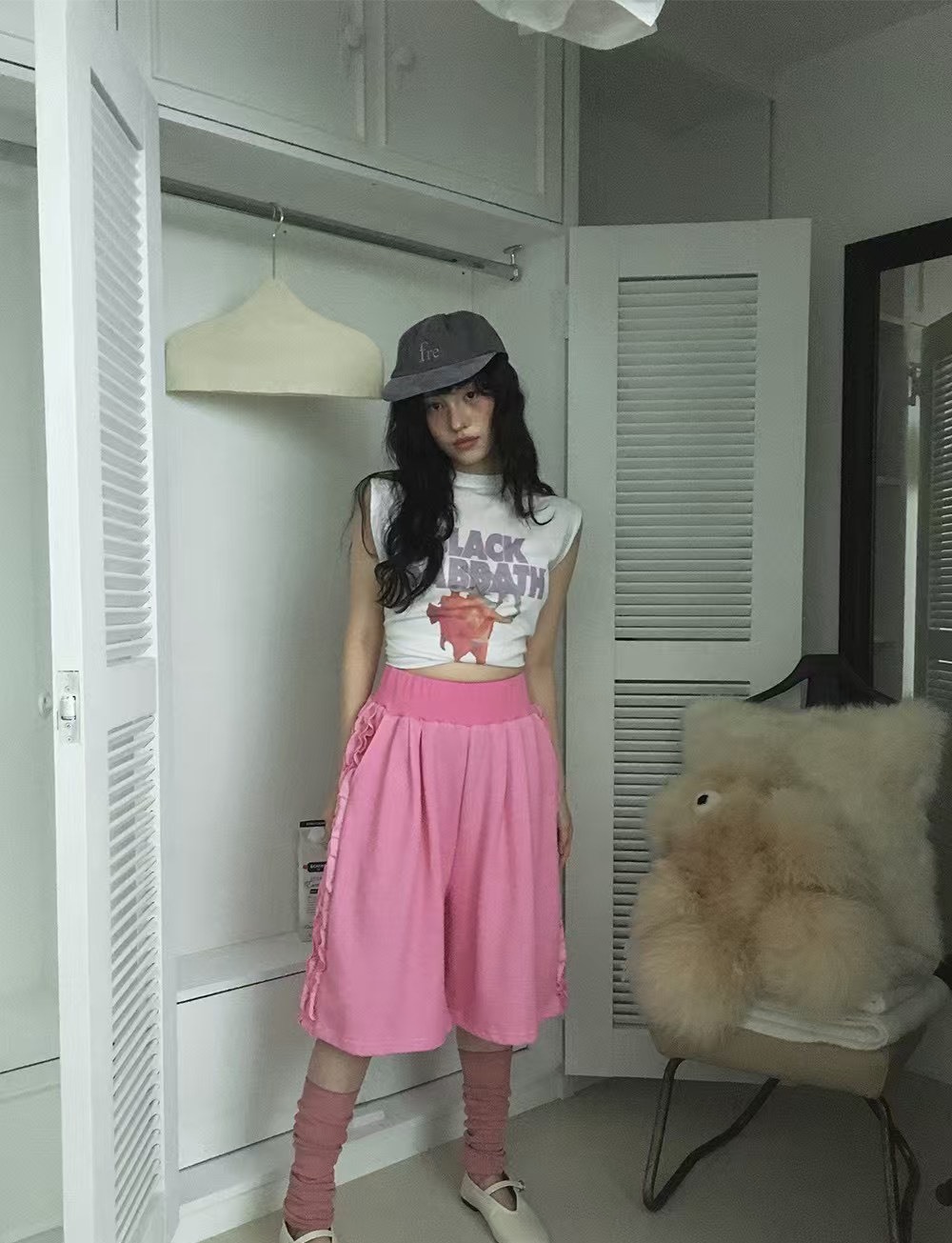 七分側荷葉運動褲