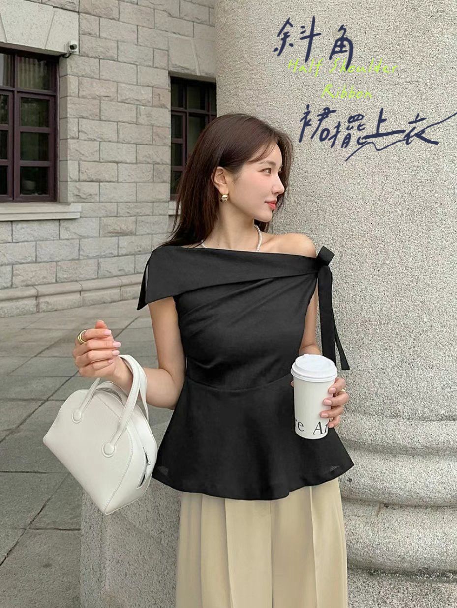 TOP#7425🤍斜角裙擺上衣