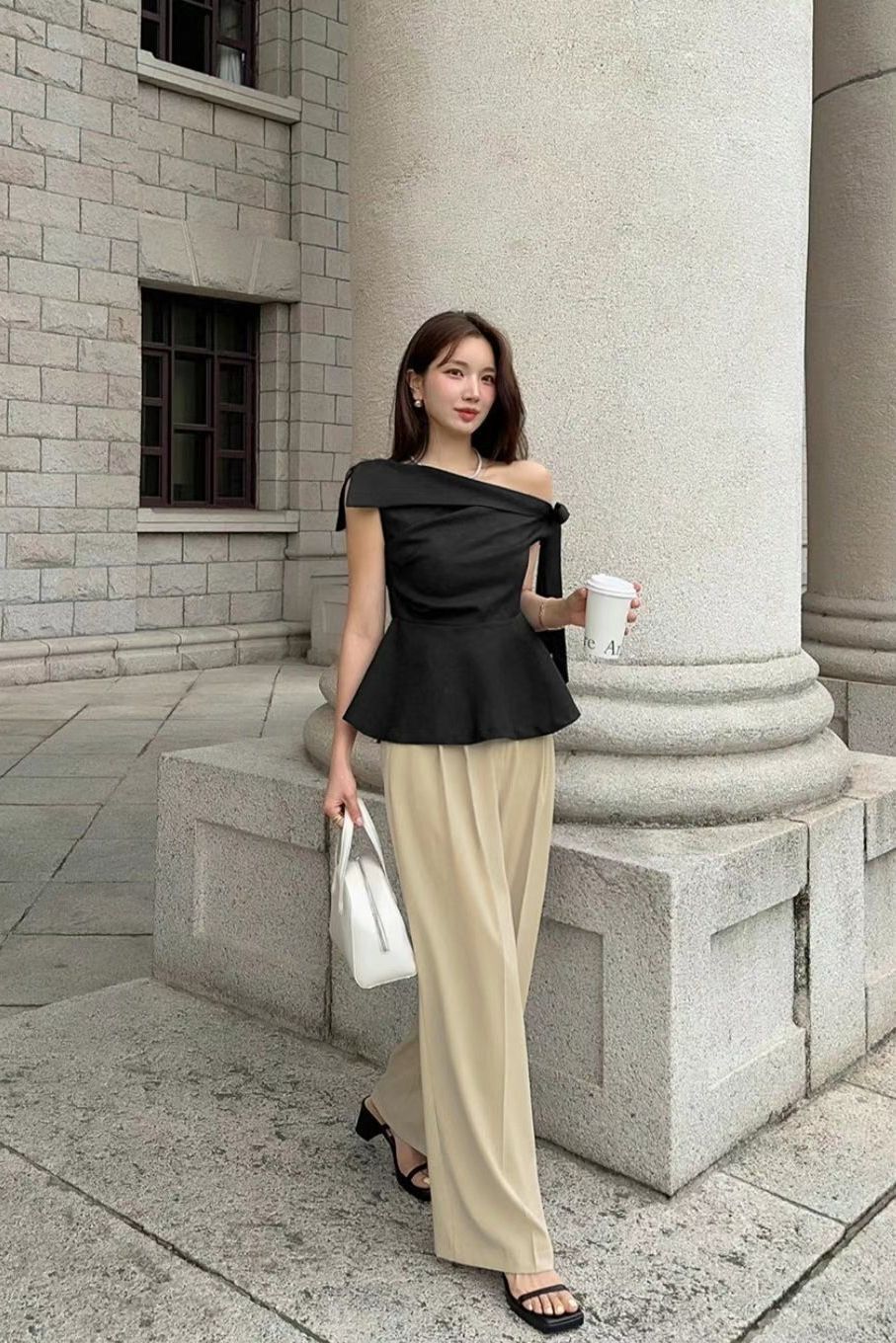 TOP#7425🤍斜角裙擺上衣