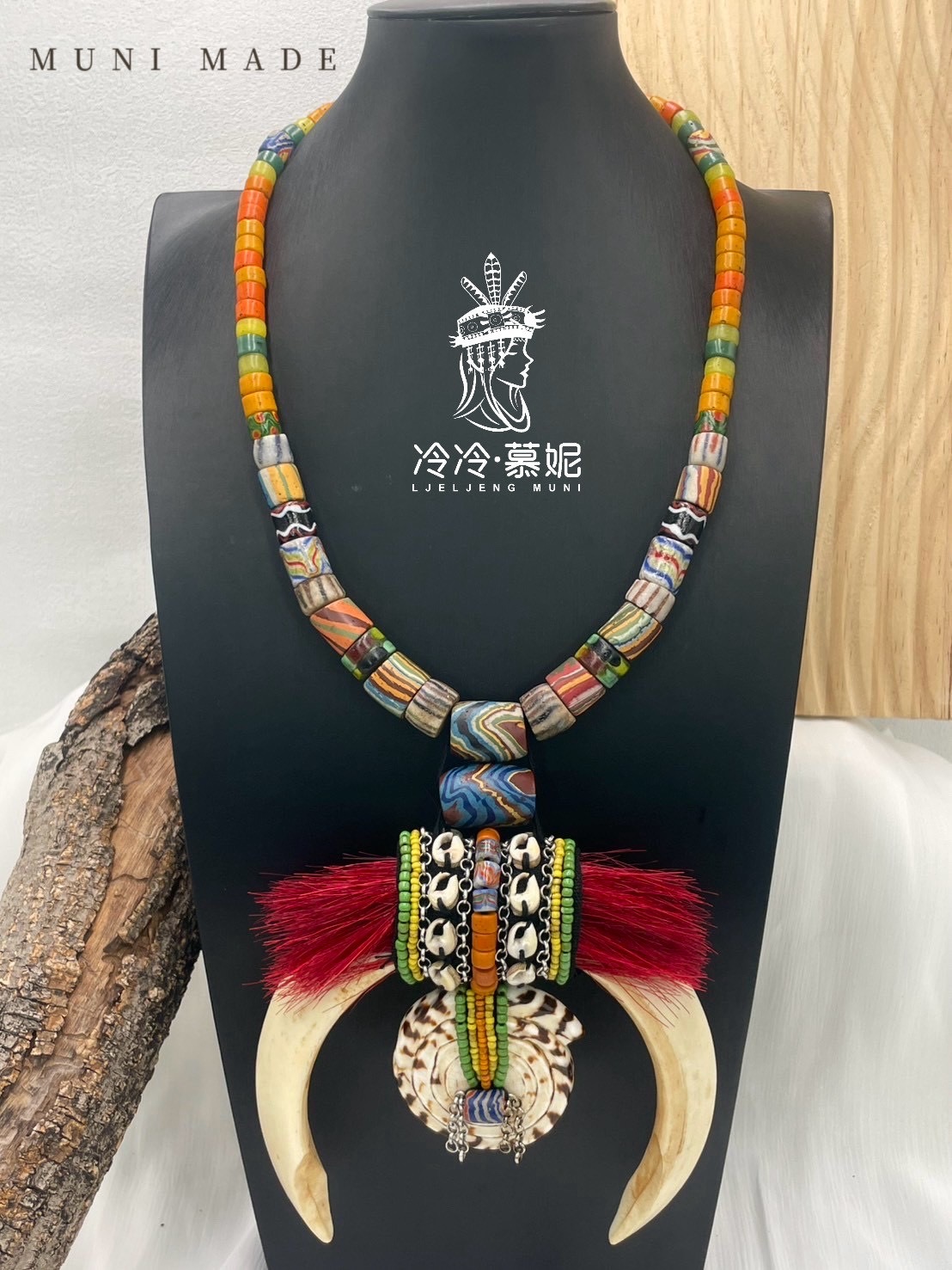 M-No.20傳統花珠大山豬牙長鍊80cm