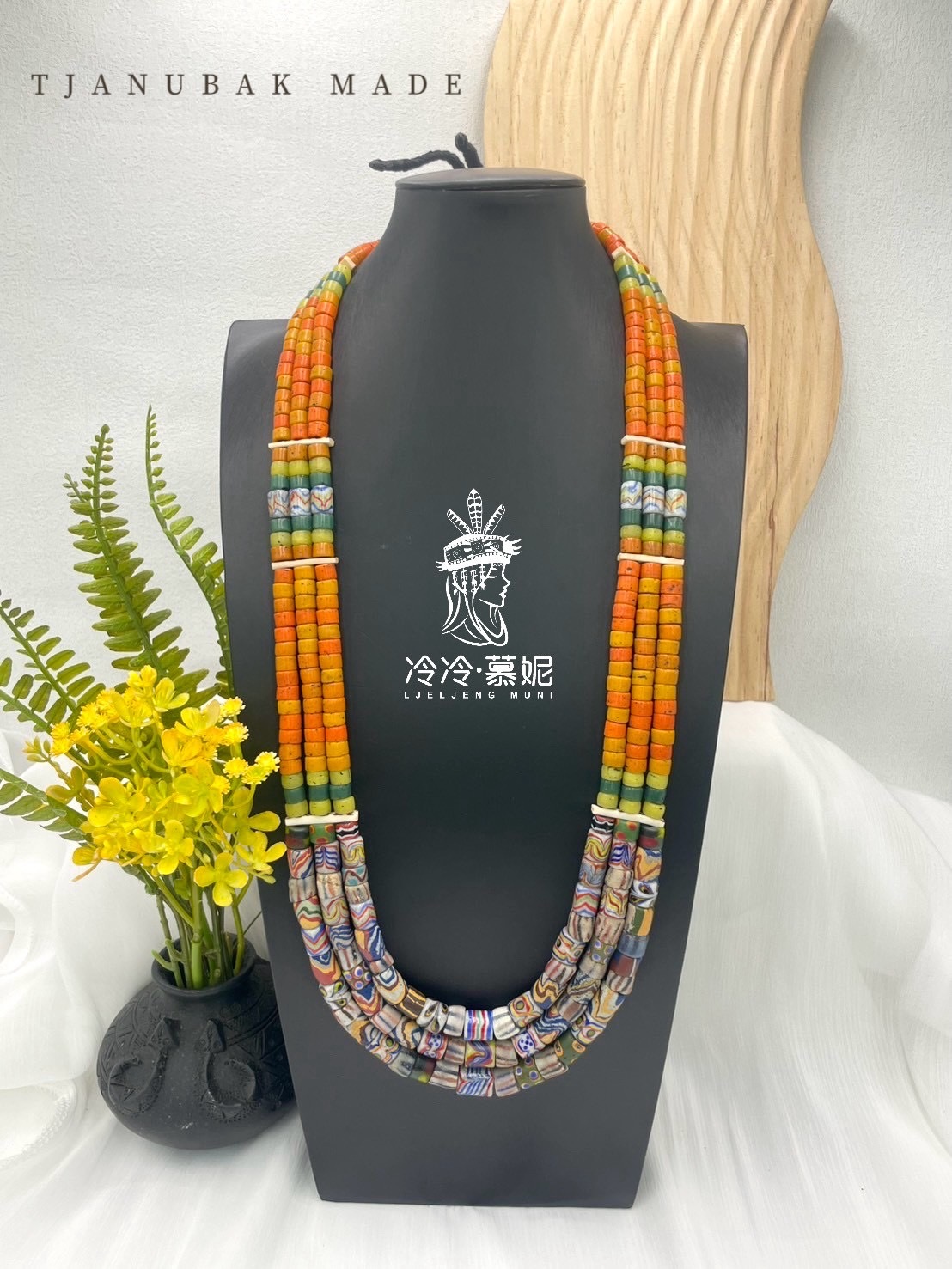 W-No.71傳統花珠三排複串長鍊80cm