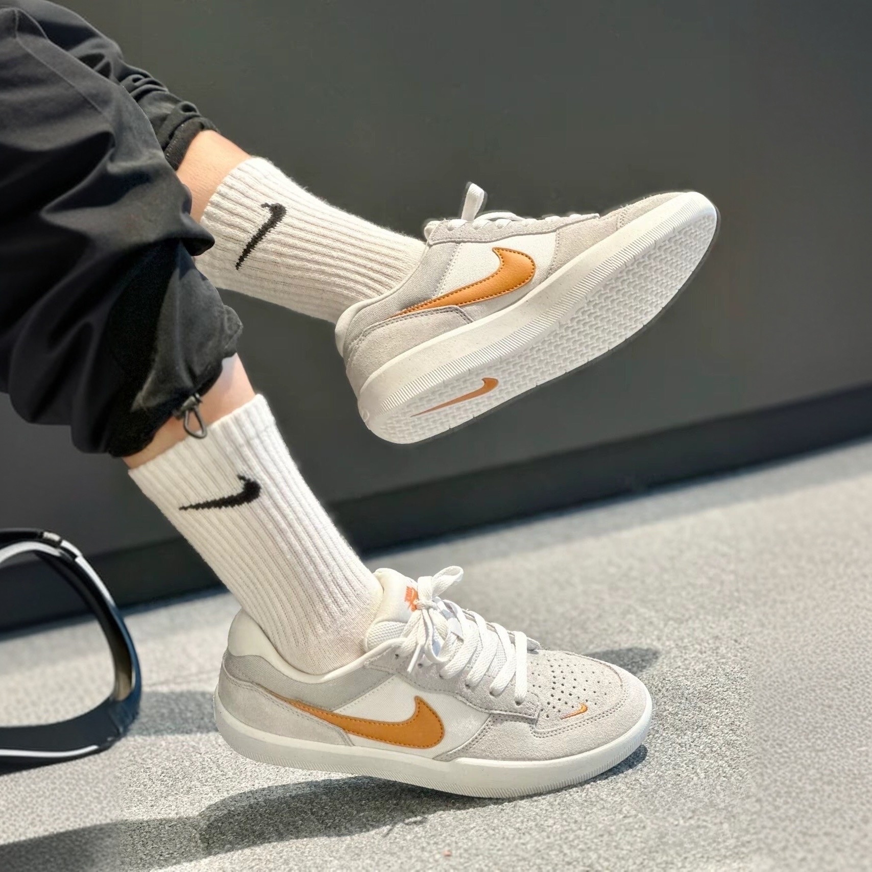 Nike SB Force 58 米灰色南瓜橘 低筒復古滑板鞋 百搭耐磨 男女同款 DV5477-007