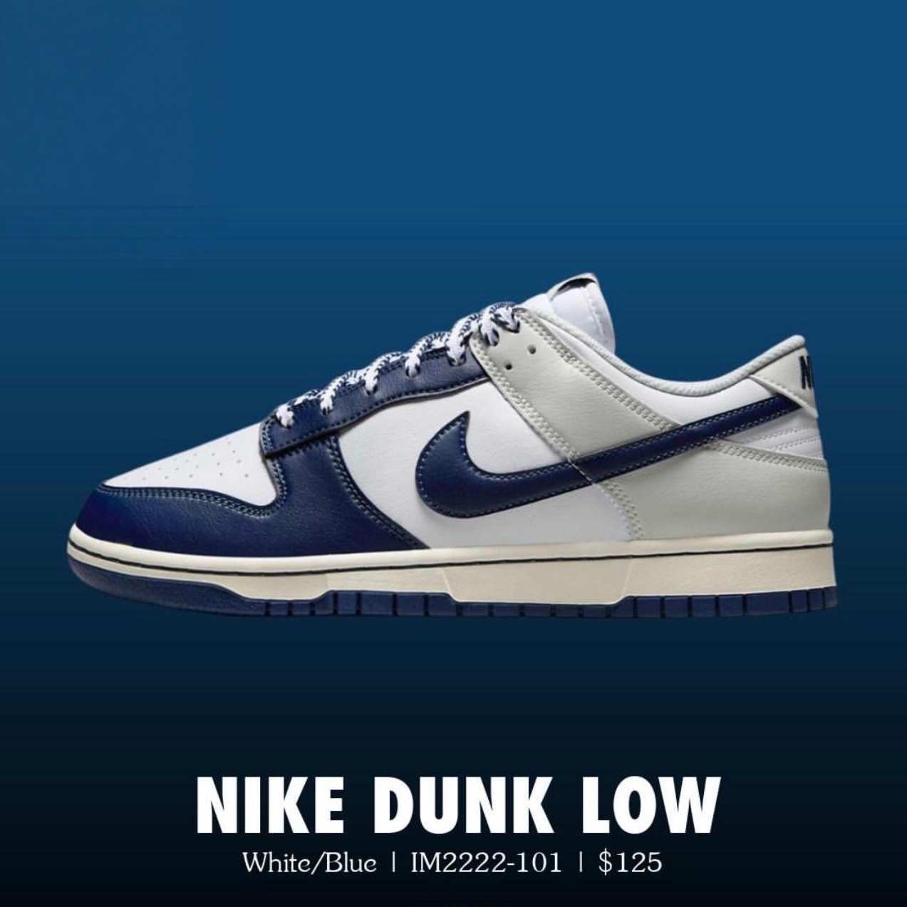 Nike Dunk Low New York Yankees 白灰藍 海軍藍 復古滑板鞋 男鞋 IM2222-101