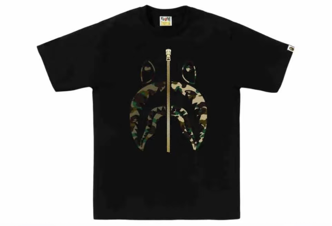 【APAIR】預購 A bathing Ape SS25 bape 迷彩 拉鏈 鯊魚短t 黑白 兩色 0ZXTEM018101O